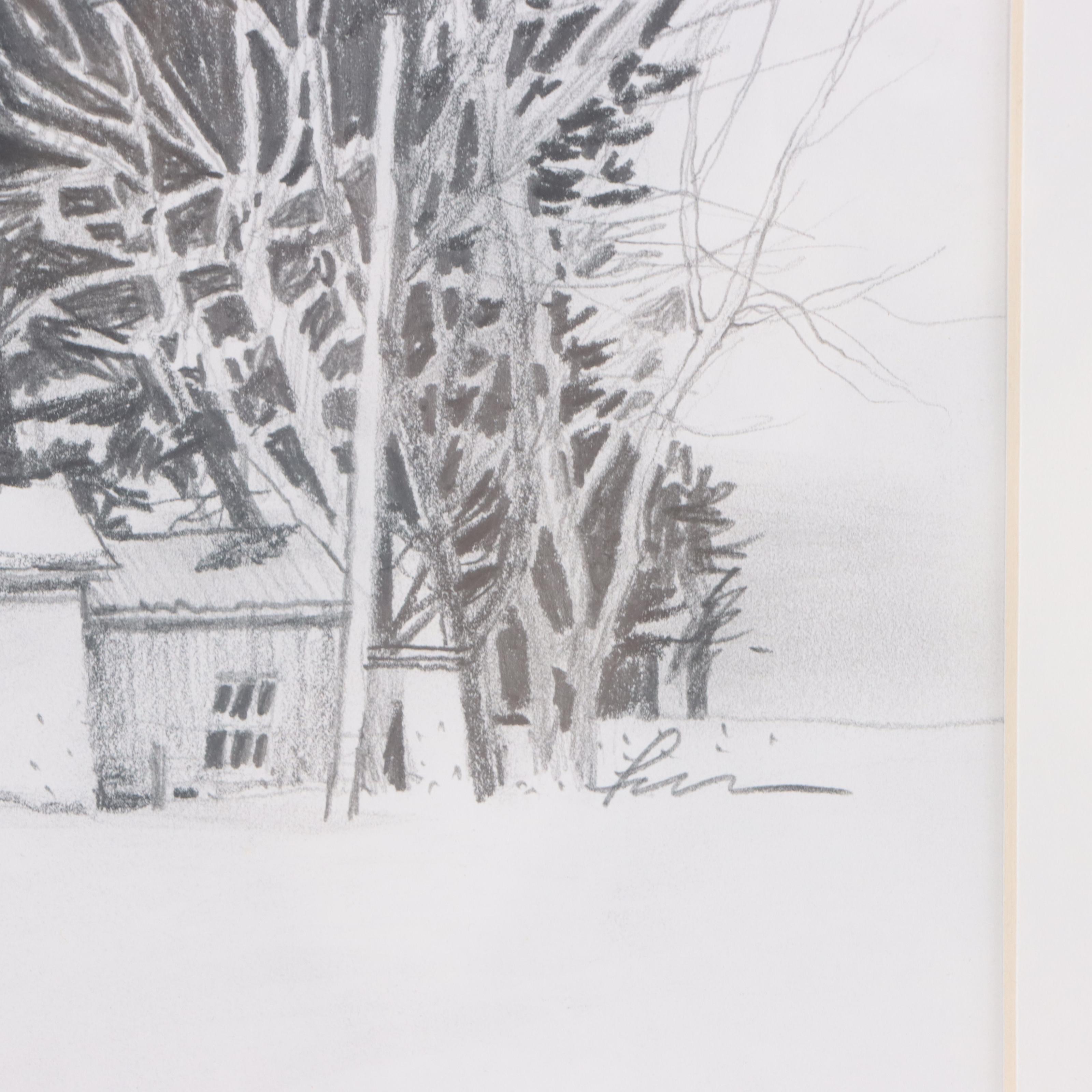 Steve Perucca Graphite Drawing "Horizon Series," 1999