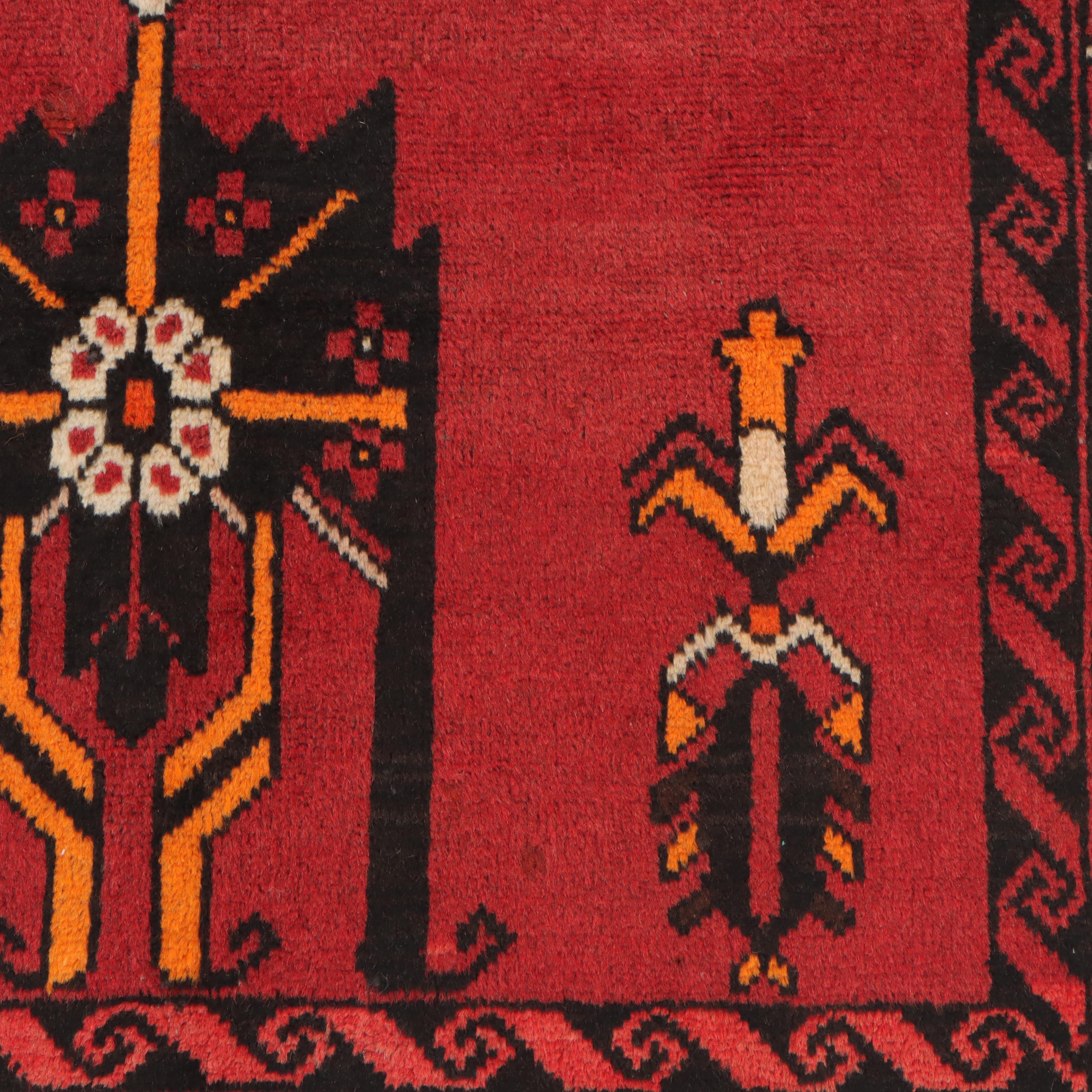 3'9 x 7'1 Hand-Knotted Afghan Baluch Area Rug