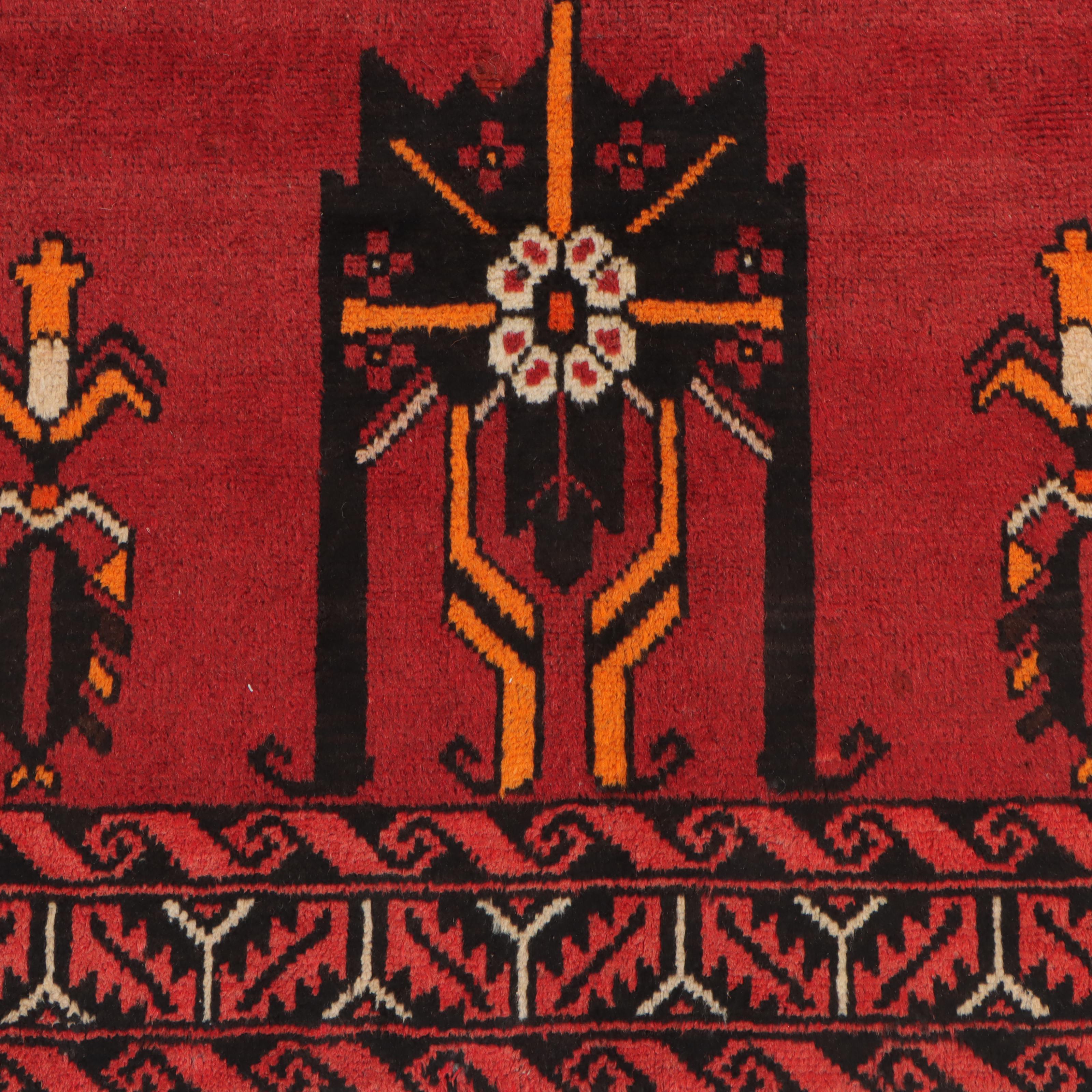 3'9 x 7'1 Hand-Knotted Afghan Baluch Area Rug