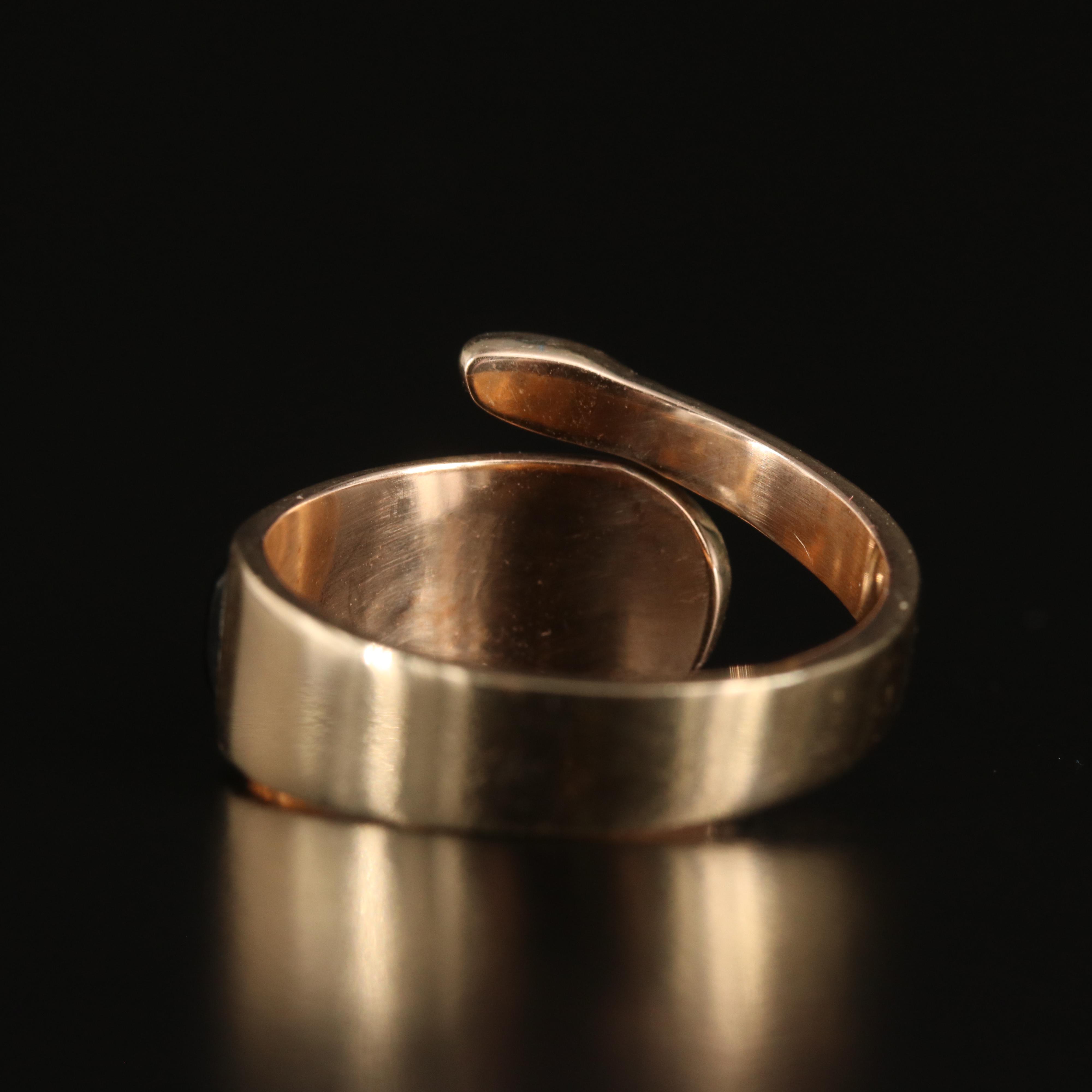 14K Opal and Black Onyx Inlay Bypass Ring