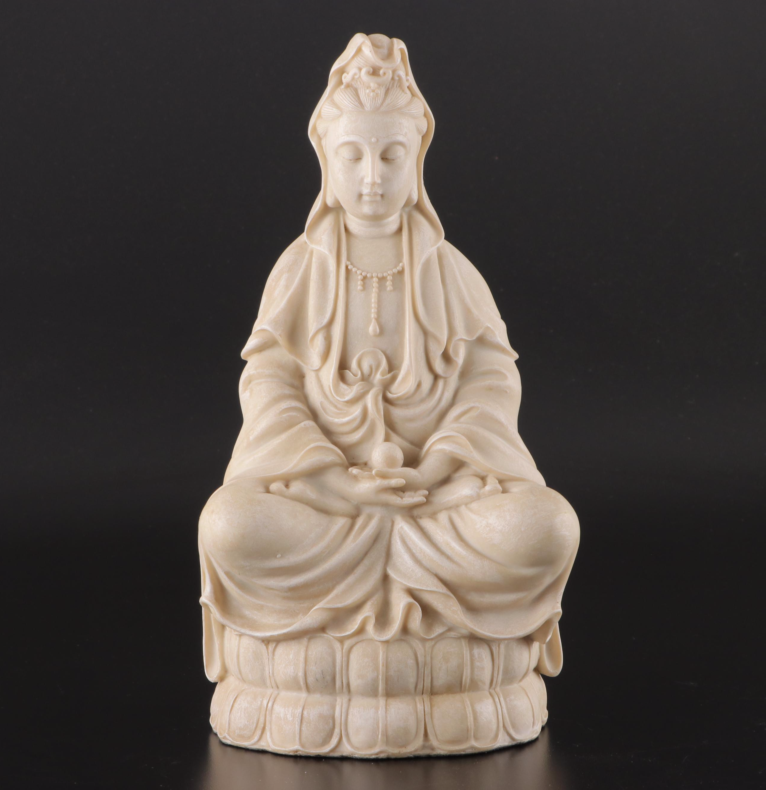 Chinese Blanc de Chine Style Resin Guanyin Figurines