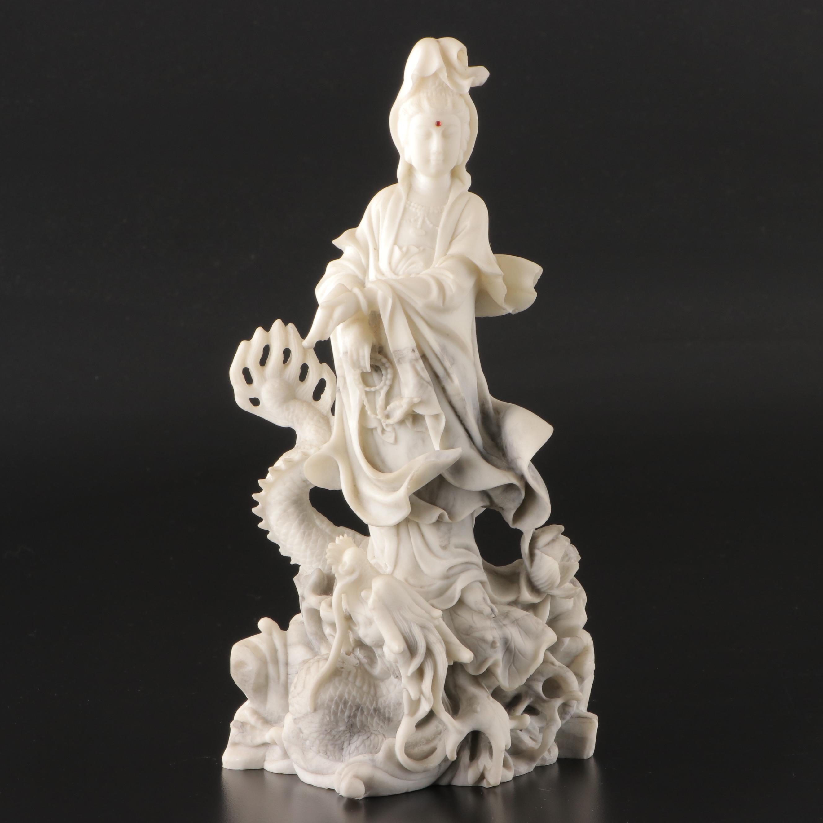 Chinese Blanc de Chine Style Resin Guanyin Figurines
