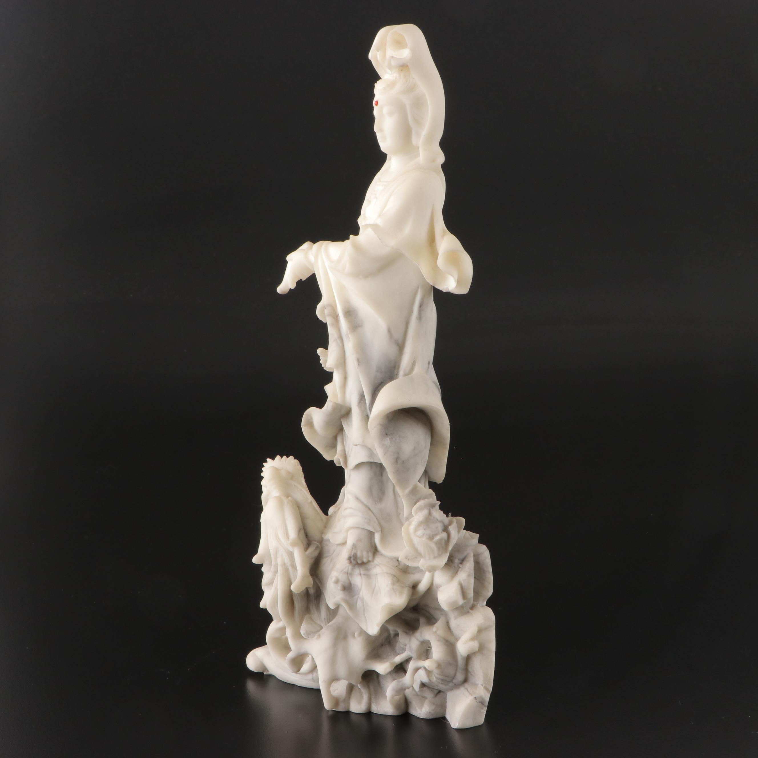 Chinese Blanc de Chine Style Resin Guanyin Figurines