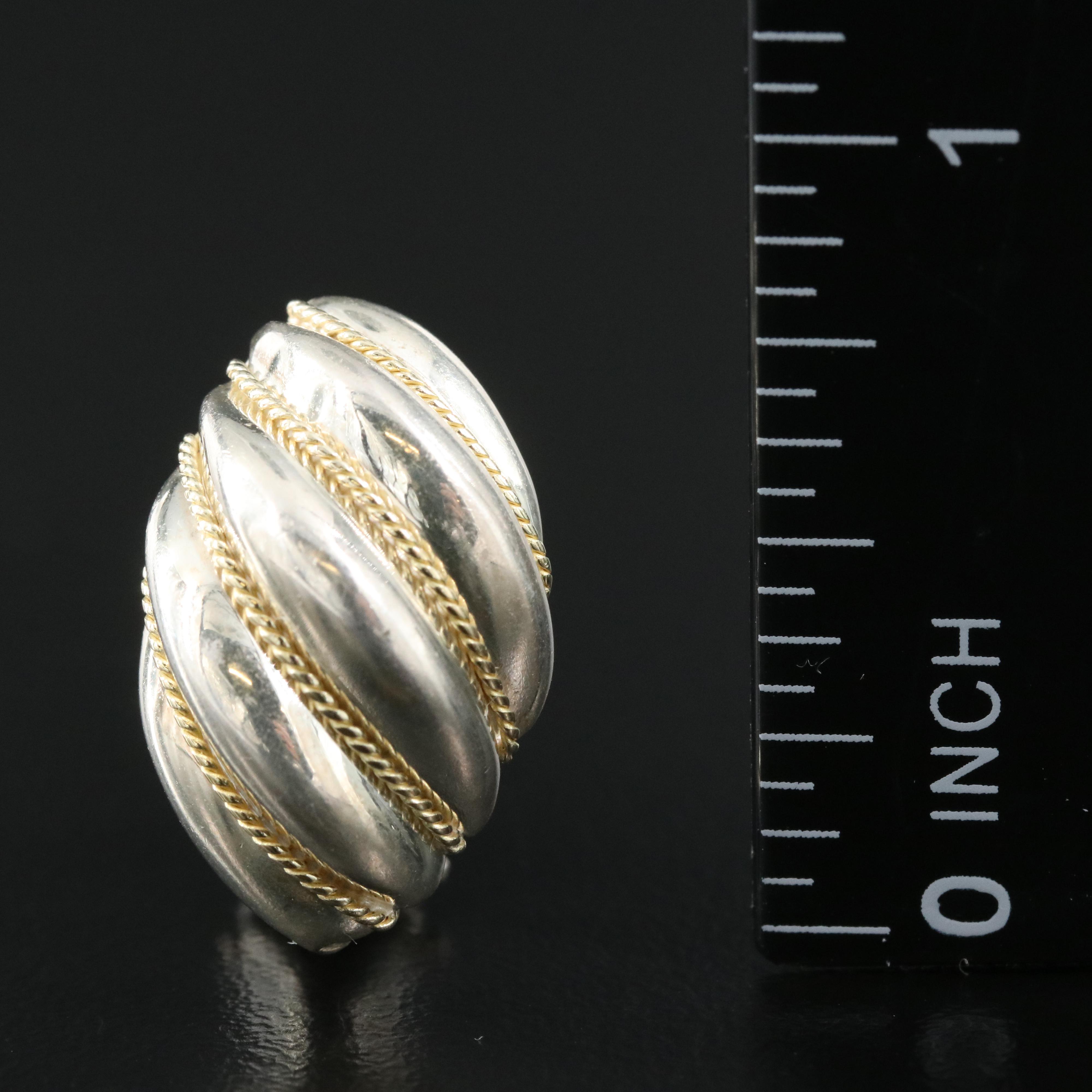 Tiffany & Co. Sterling Fluted Earrings with 18K Accents