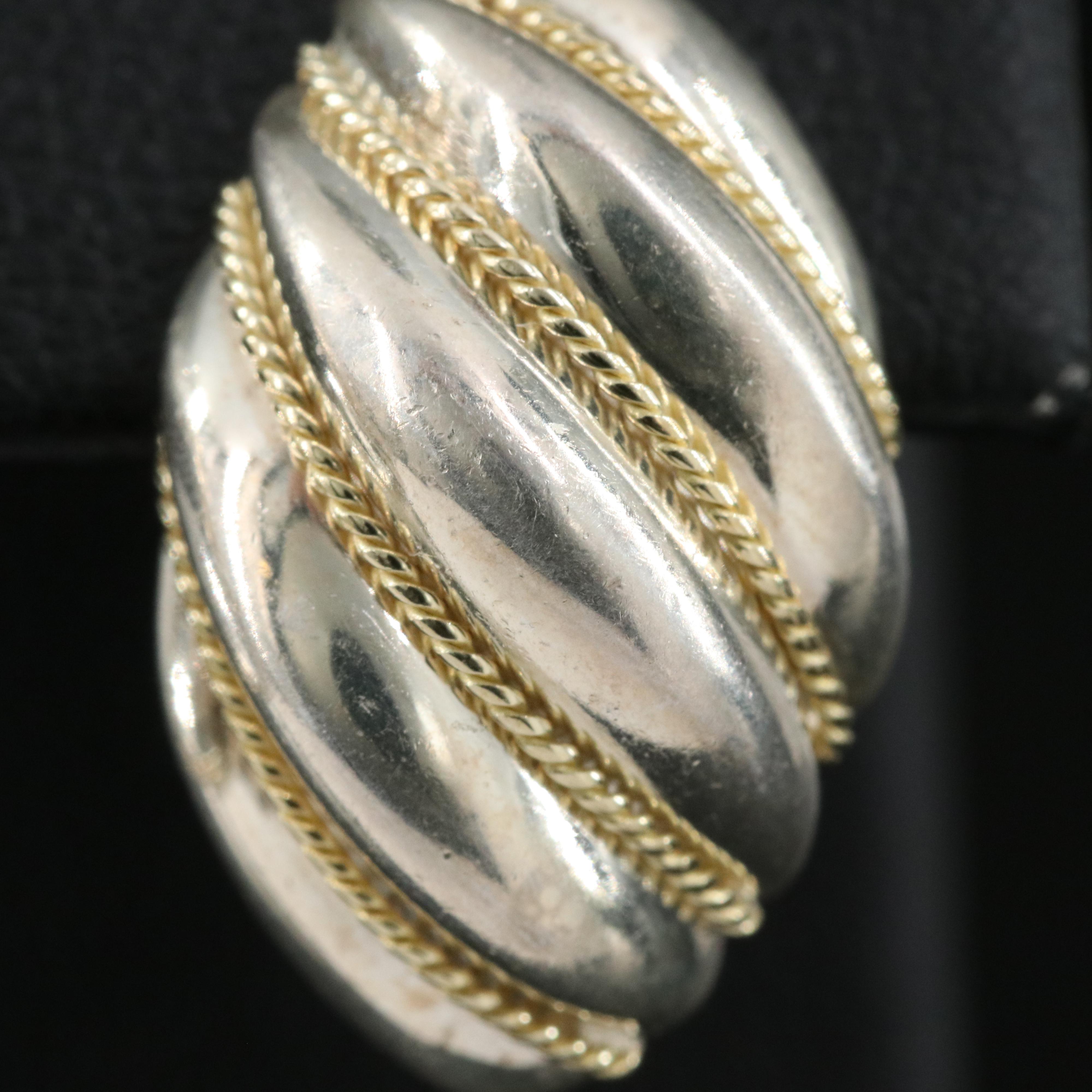 Tiffany & Co. Sterling Fluted Earrings with 18K Accents