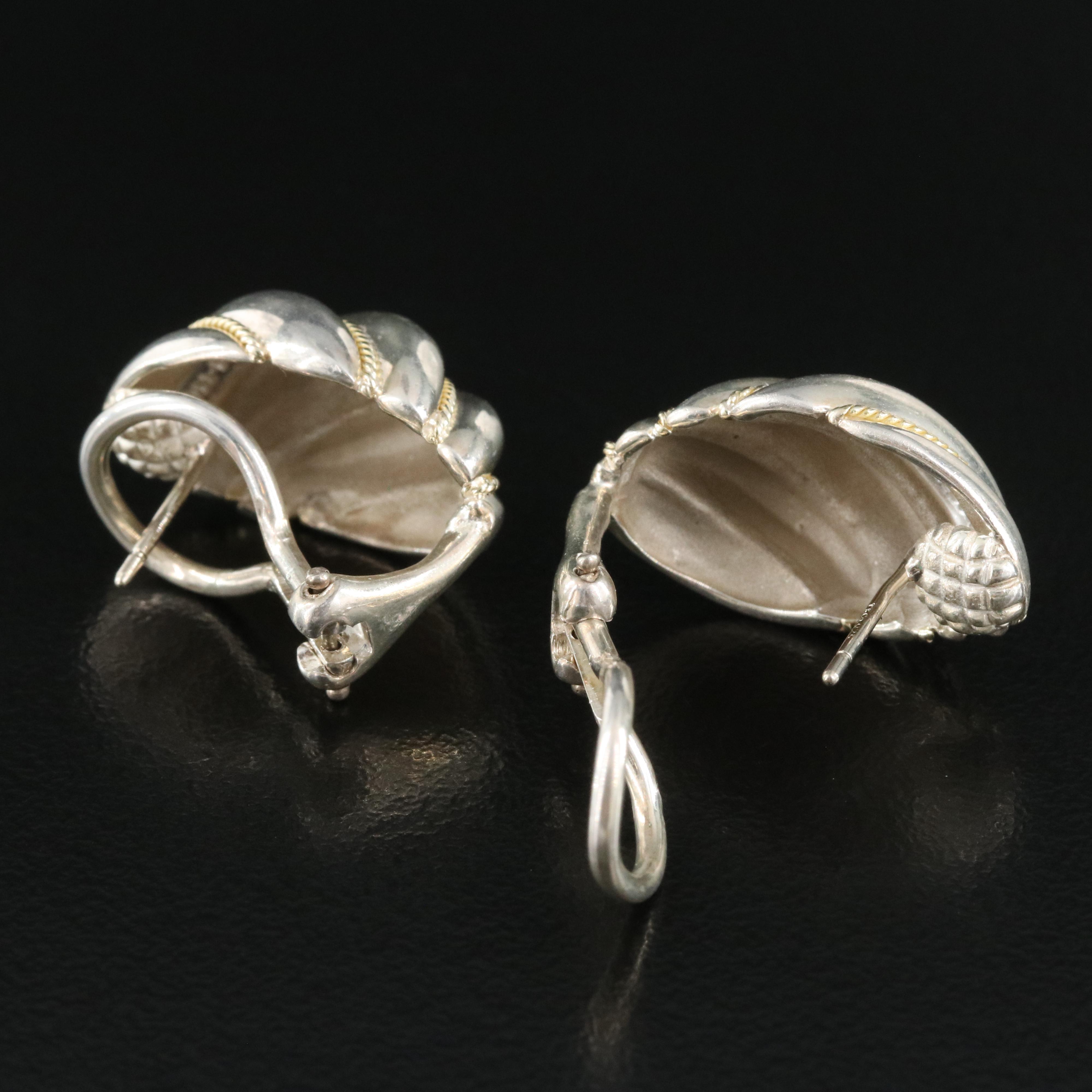 Tiffany & Co. Sterling Fluted Earrings with 18K Accents