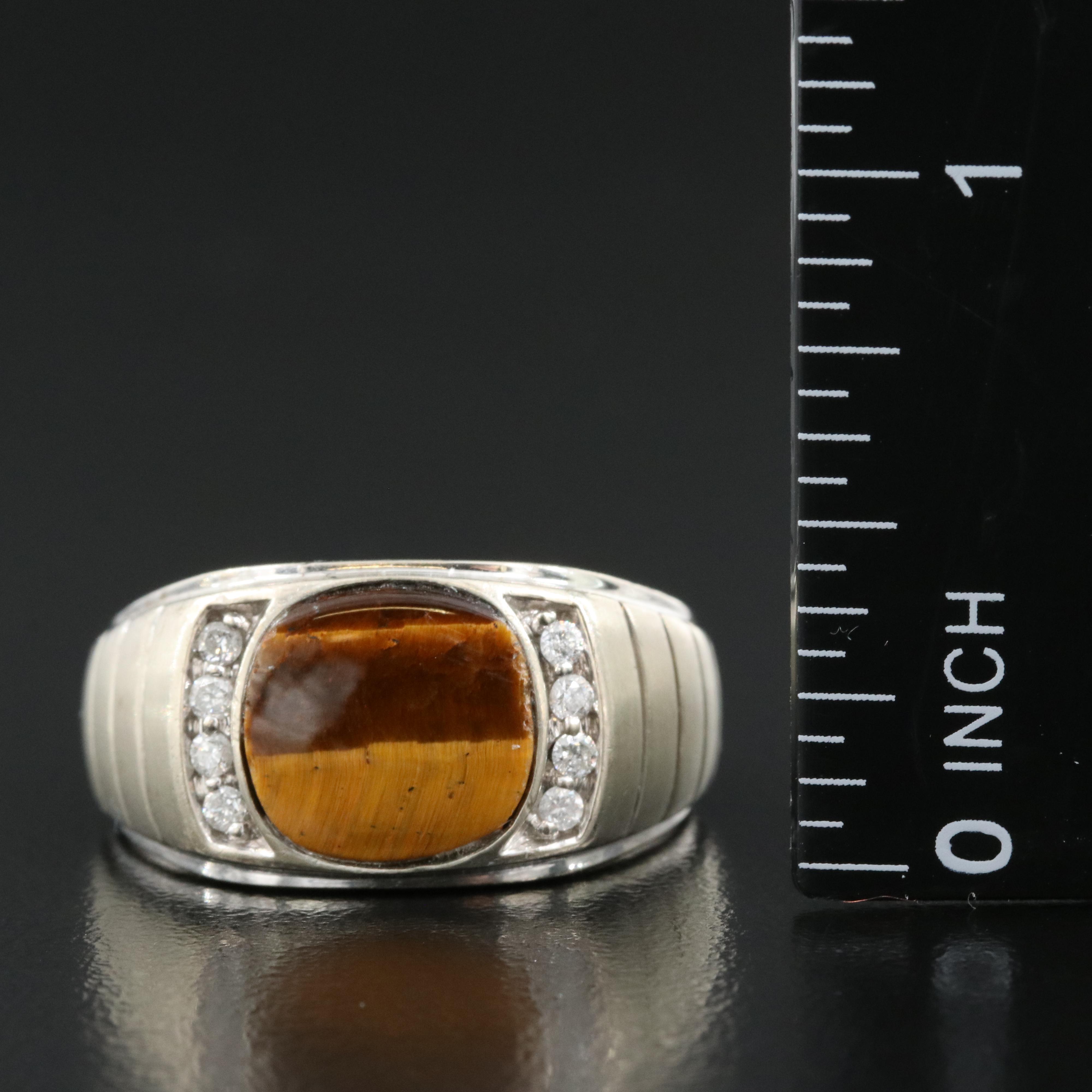 10K Tiger's Eye and Diamond Ring