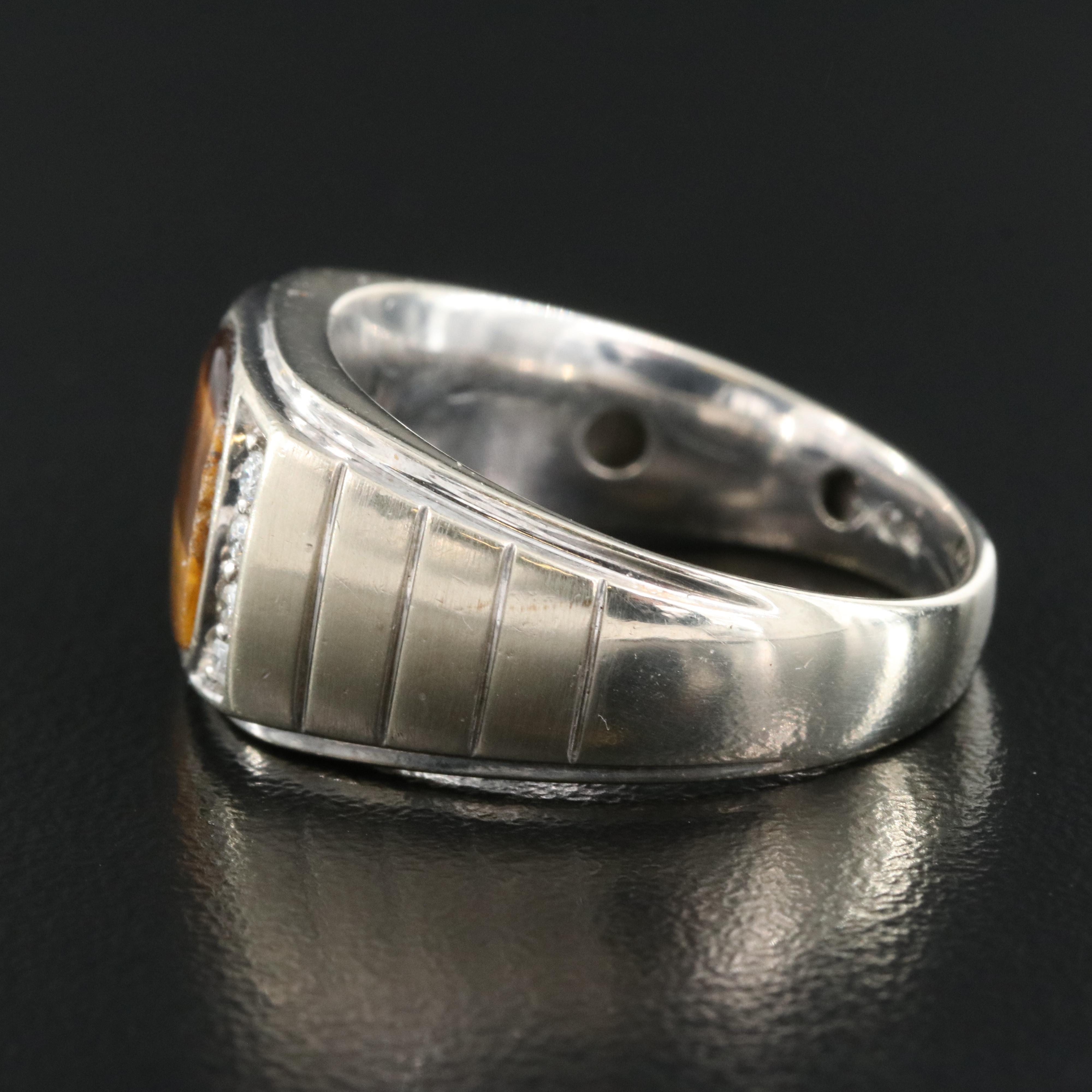 10K Tiger's Eye and Diamond Ring