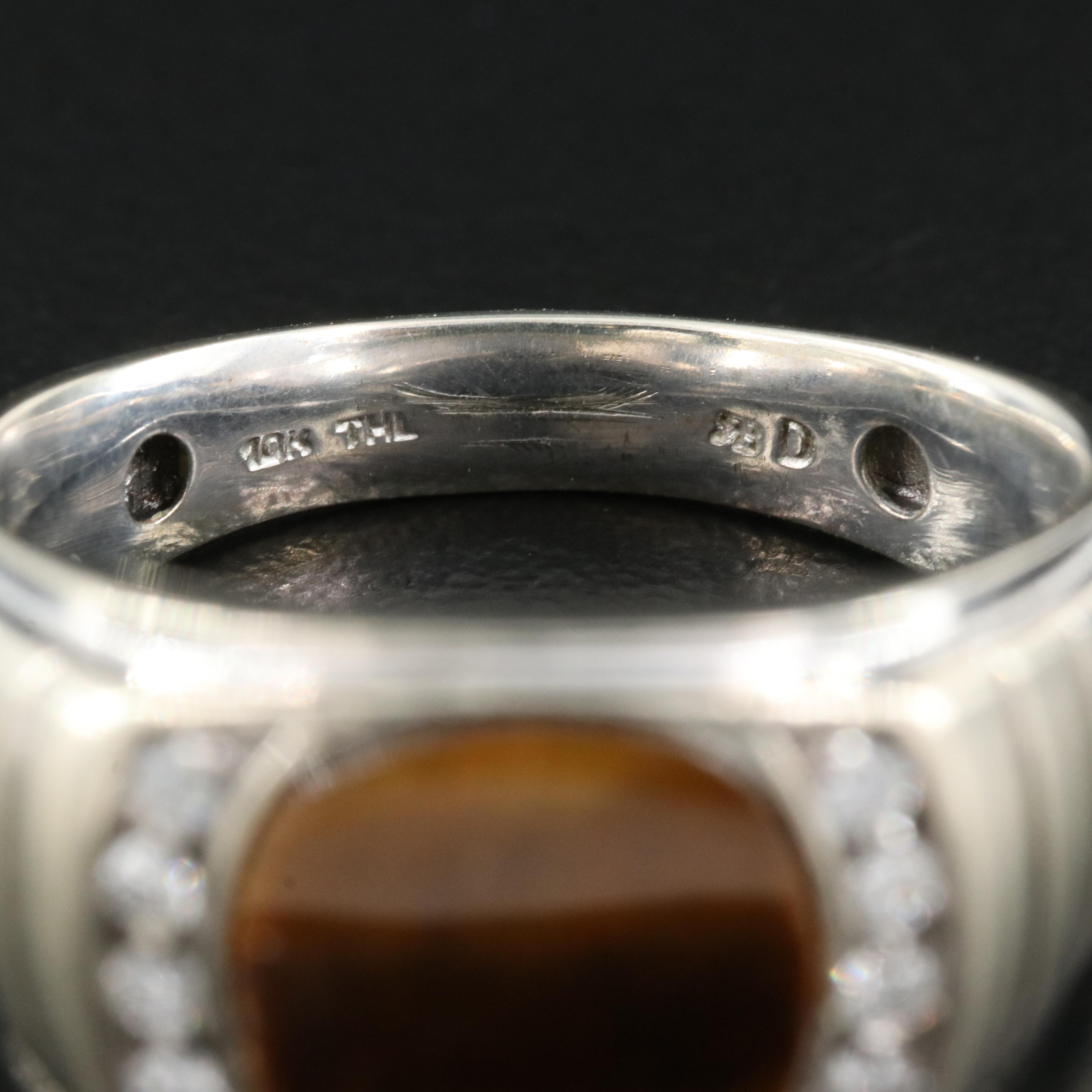 10K Tiger's Eye and Diamond Ring