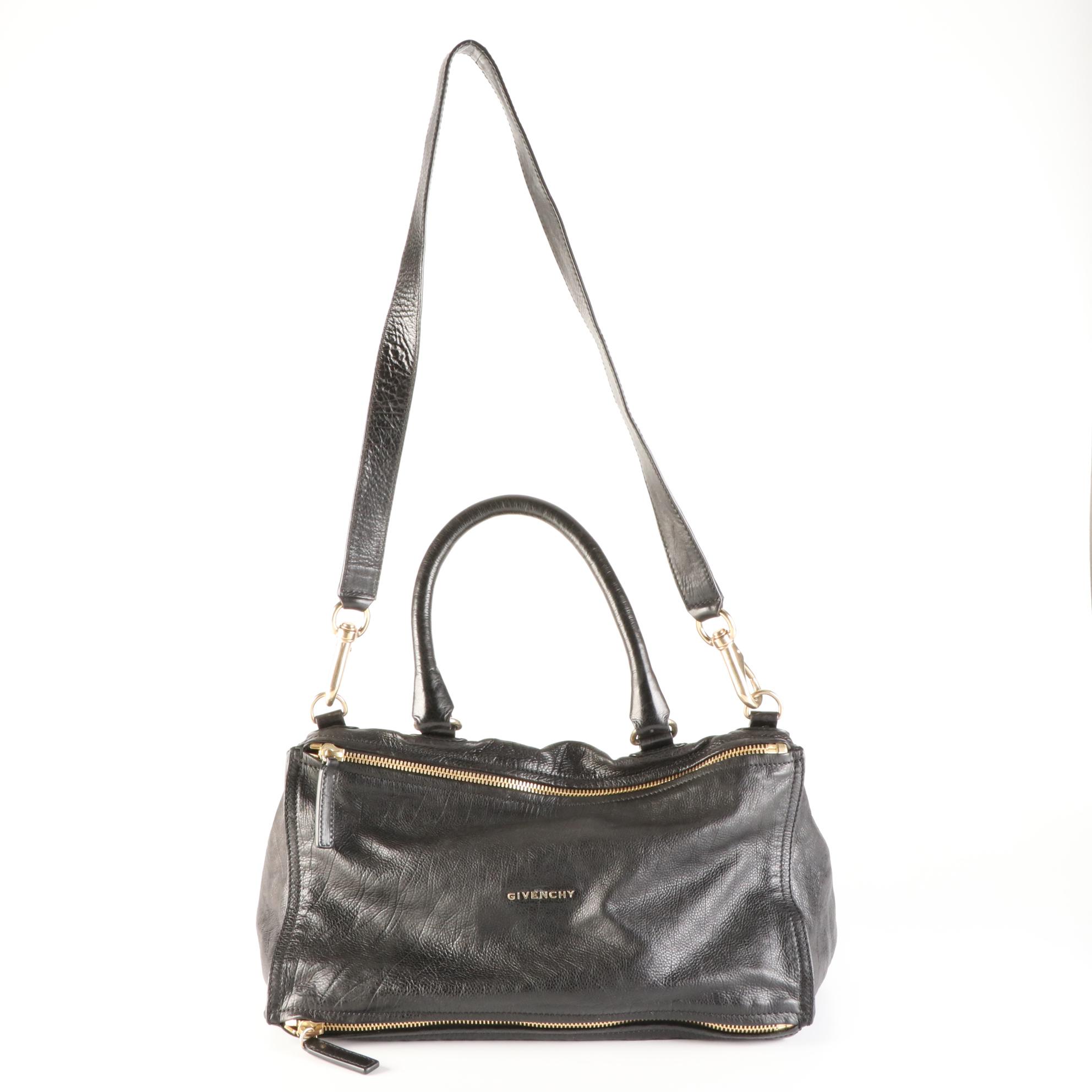 Givenchy Large Pandora Bag in Black Grain Leather with Detachable Strap