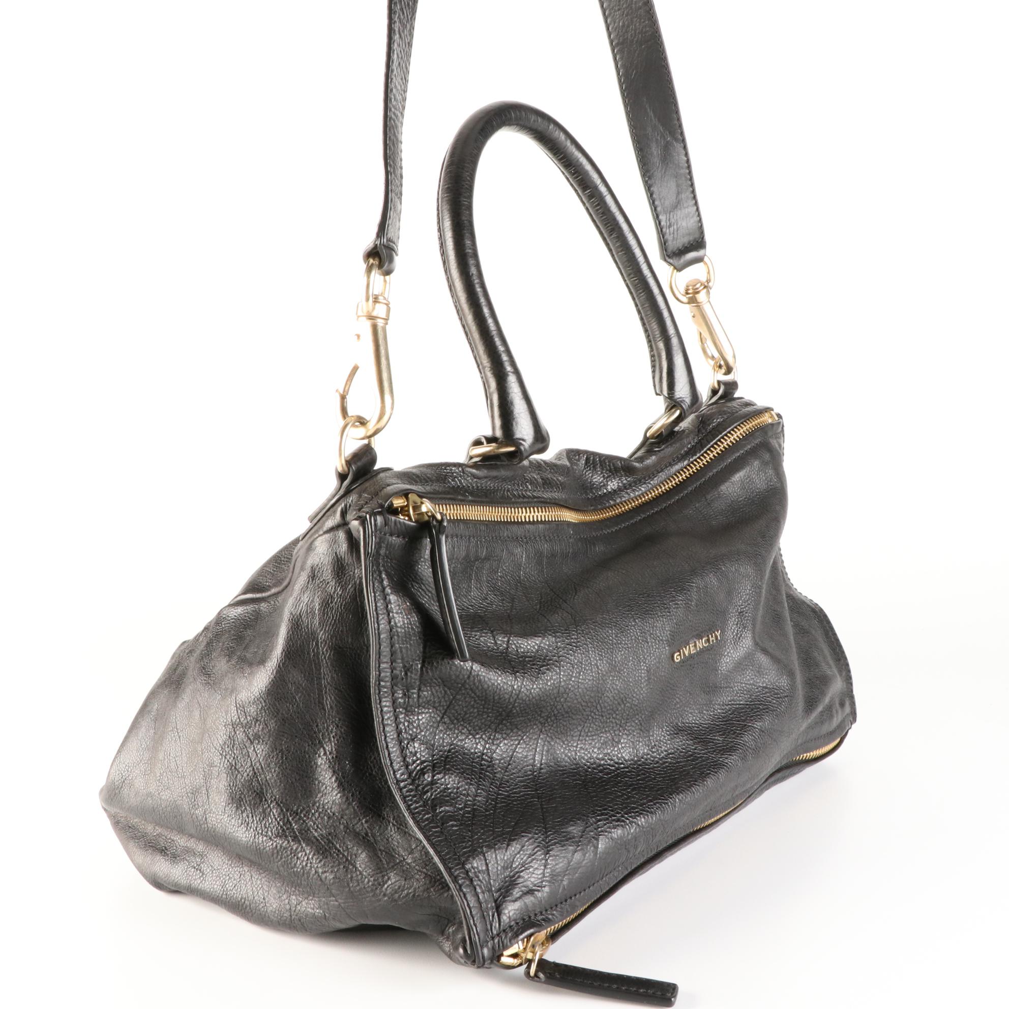 Givenchy Large Pandora Bag in Black Grain Leather with Detachable Strap