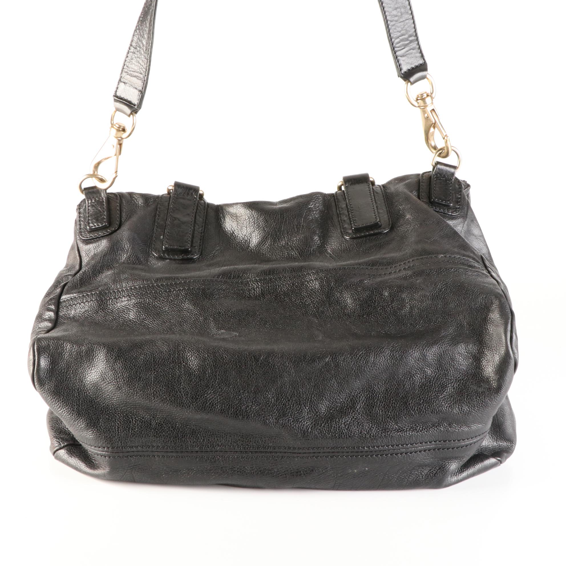 Givenchy Large Pandora Bag in Black Grain Leather with Detachable Strap