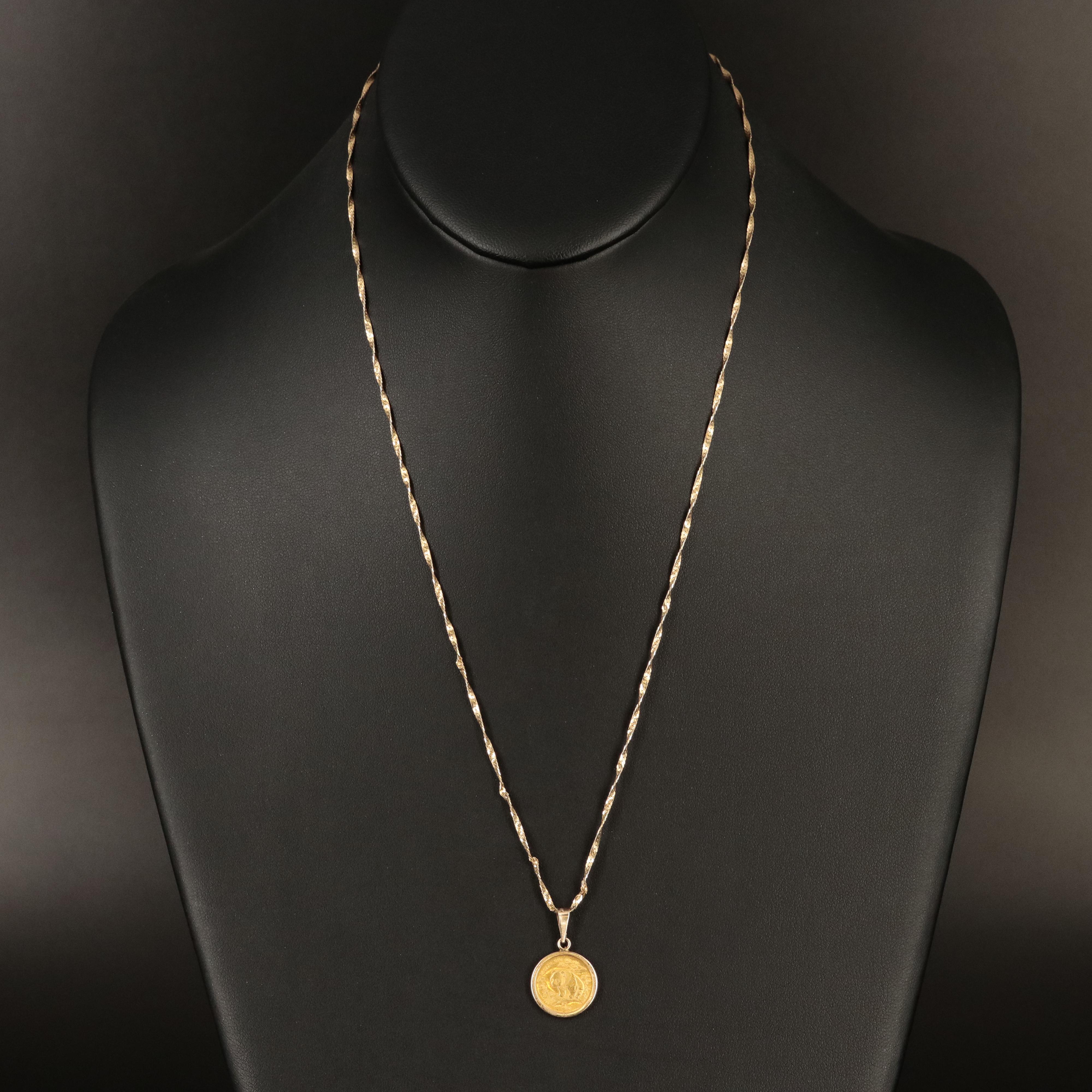 14K Pendant Necklace with 1997 China 5-Yuan Gold Panda Bullion Coin