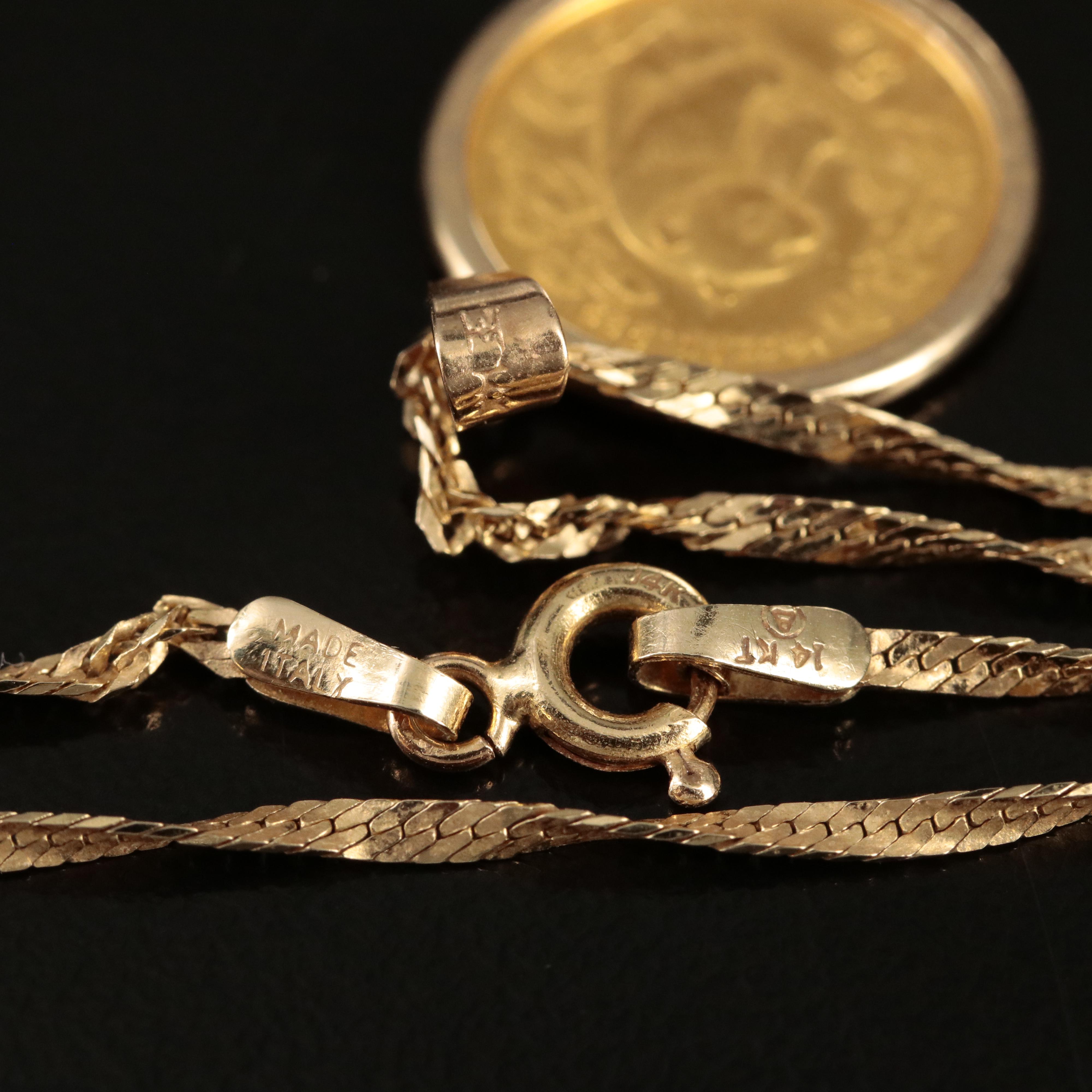 14K Pendant Necklace with 1997 China 5-Yuan Gold Panda Bullion Coin