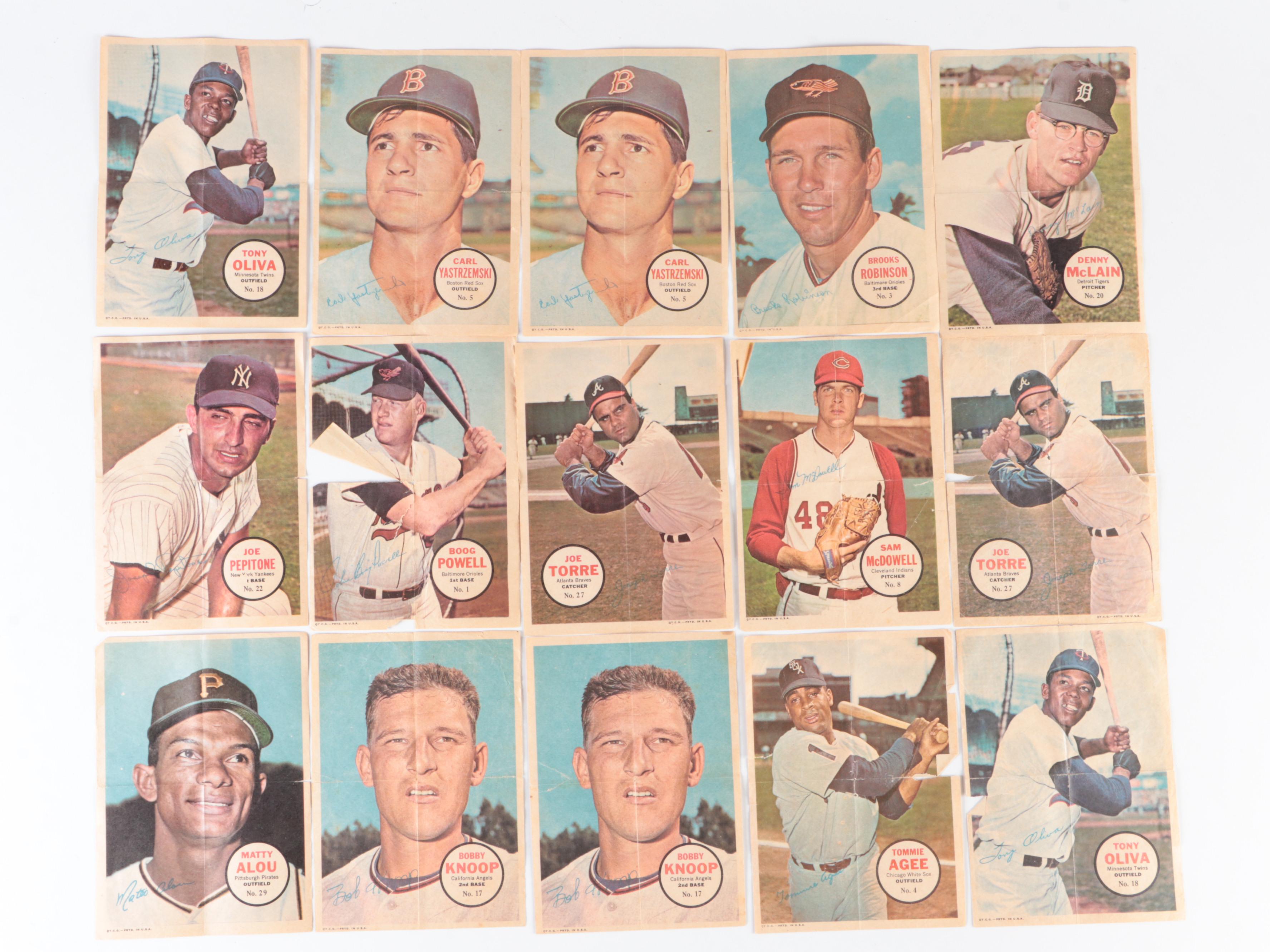 1967 Topps Pin-Ups Mini Baseball Posters with Mays, Kaline, Killebrew and More