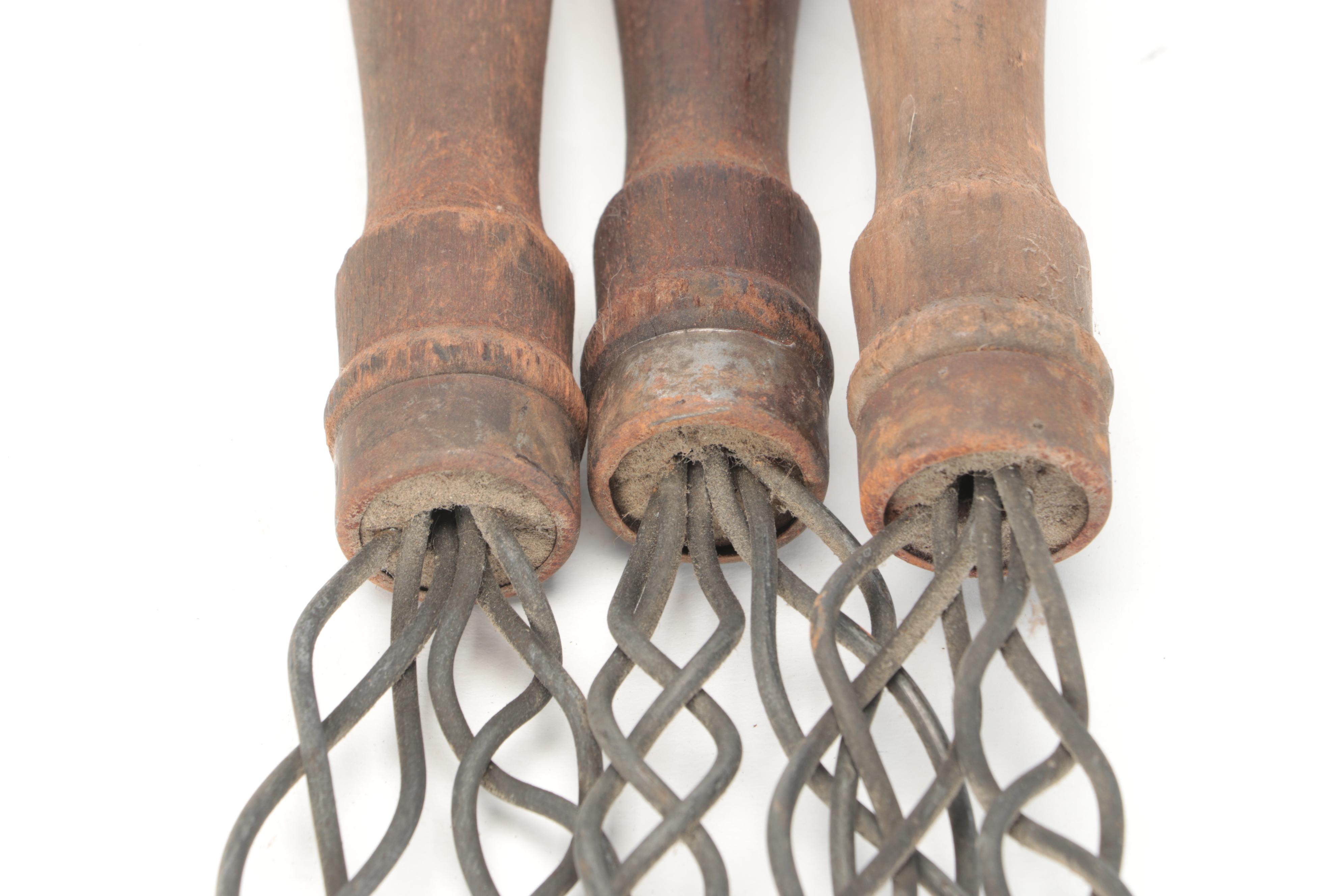 Primitive Wooden Handled Metal Rug Beater, Early to Mid-20th Century