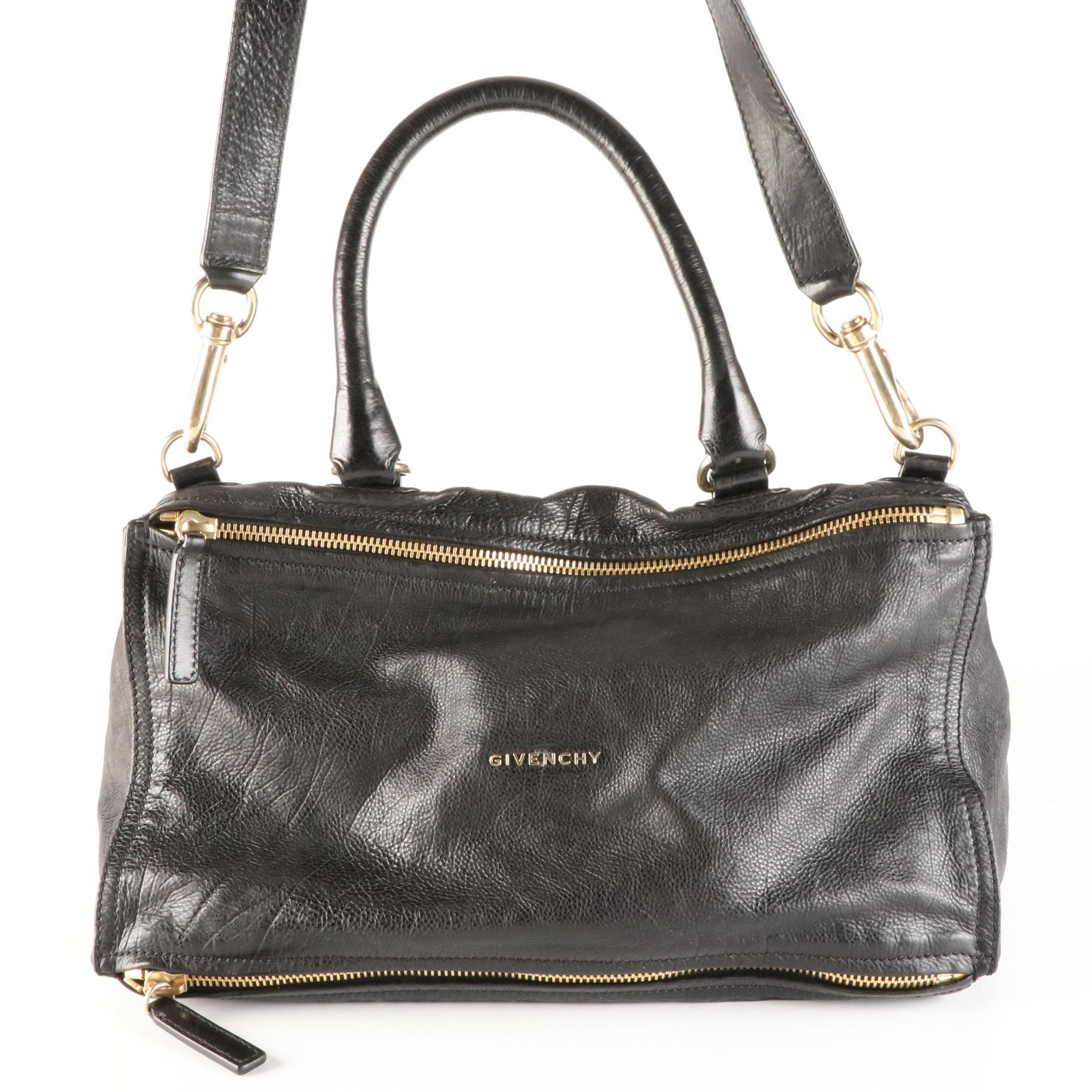 Givenchy Large Pandora Bag in Black Grain Leather with Detachable Strap