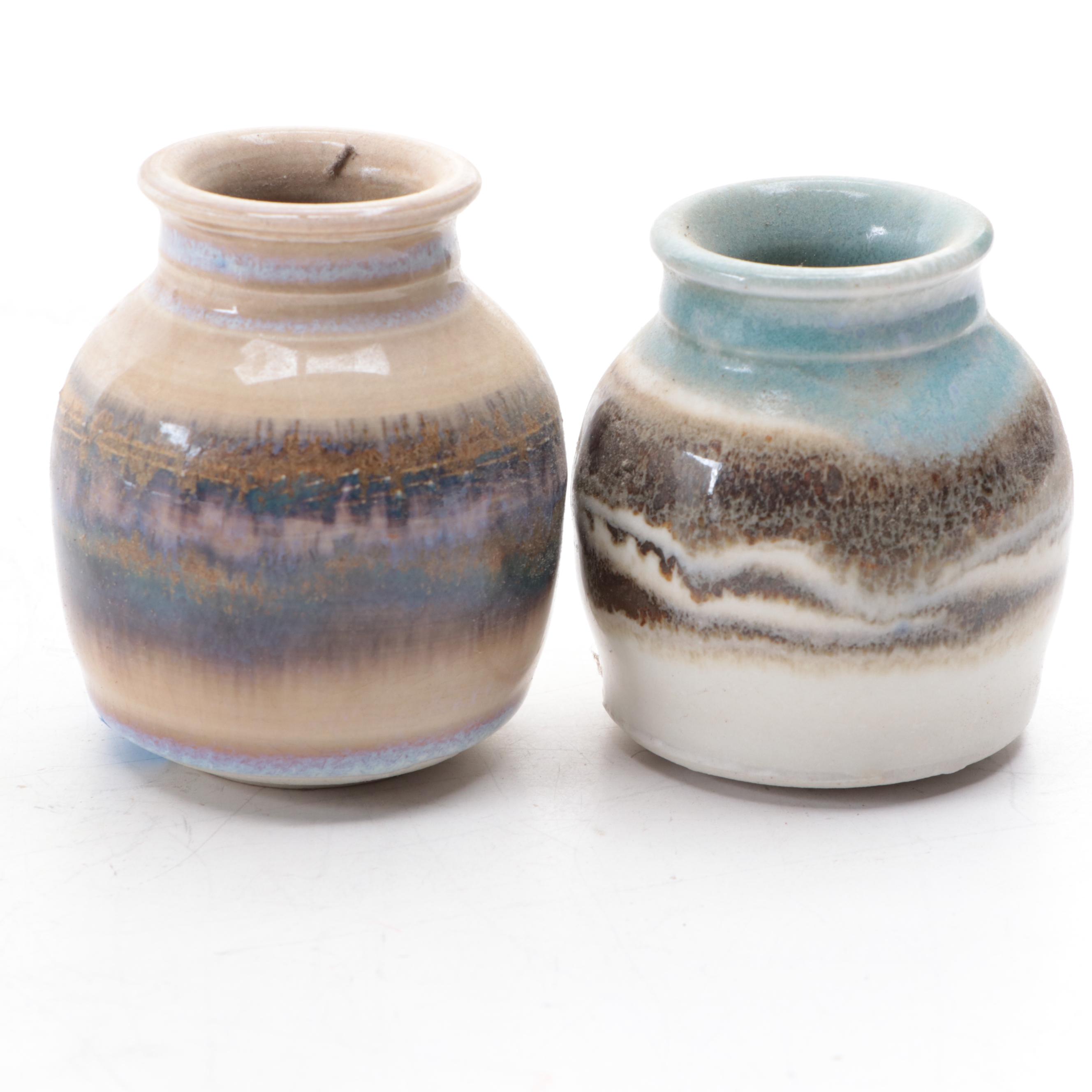 Artist Signed Ceramic Vases with Other Bird Figurines and Bookend