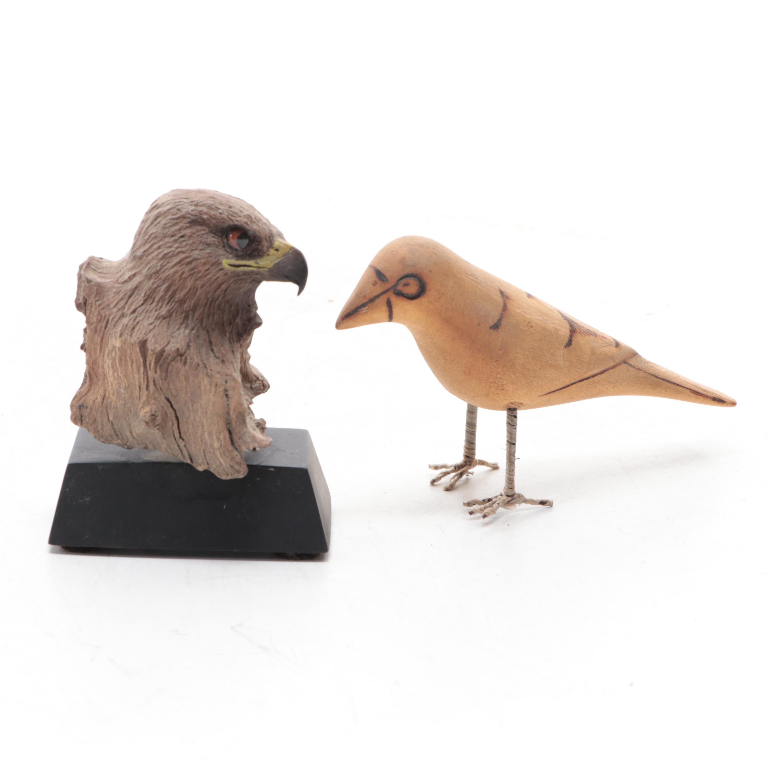 Artist Signed Ceramic Vases with Other Bird Figurines and Bookend