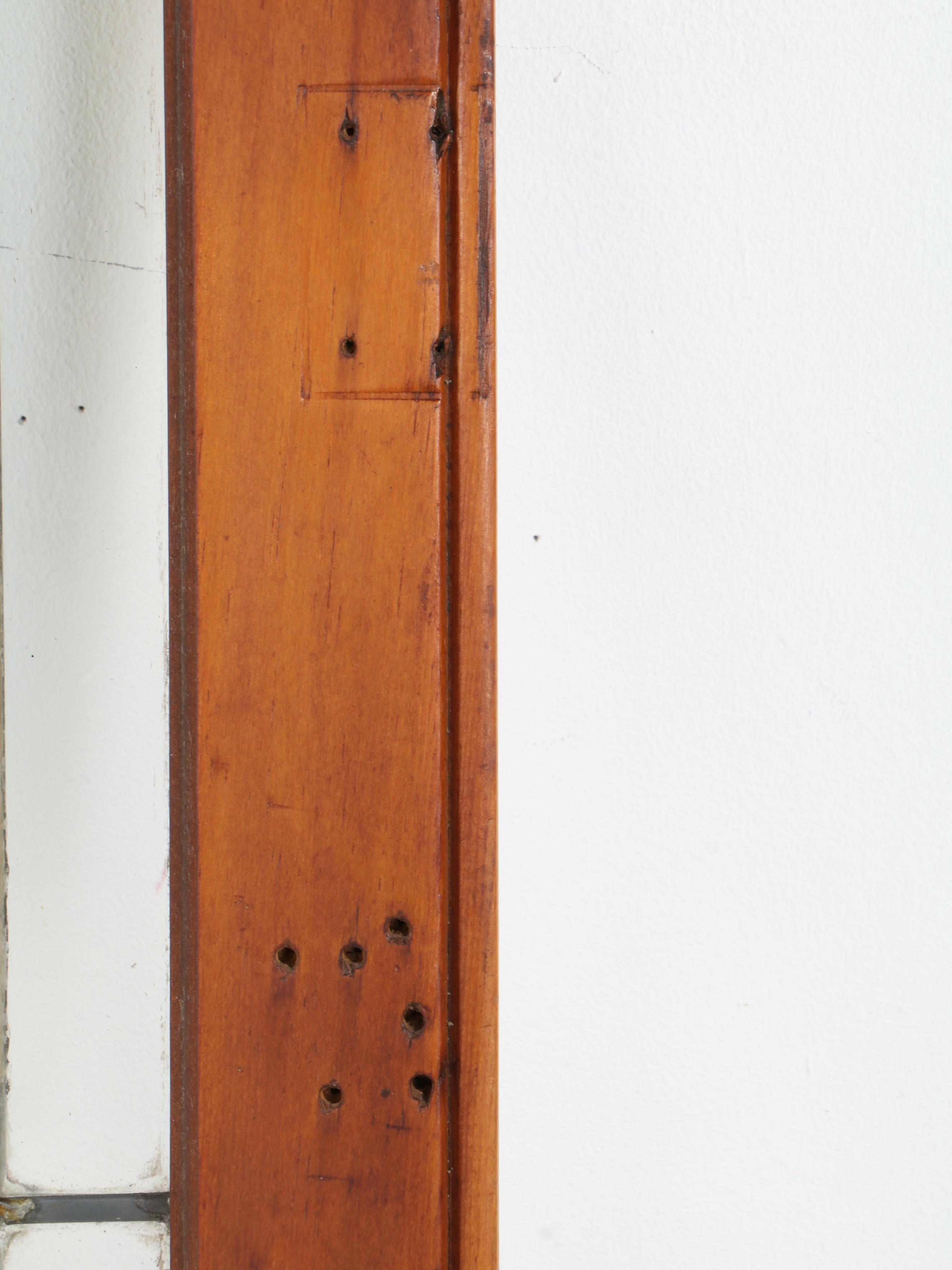 Arts and Crafts Style Clear and Slag Glass Window in Wooden Frame