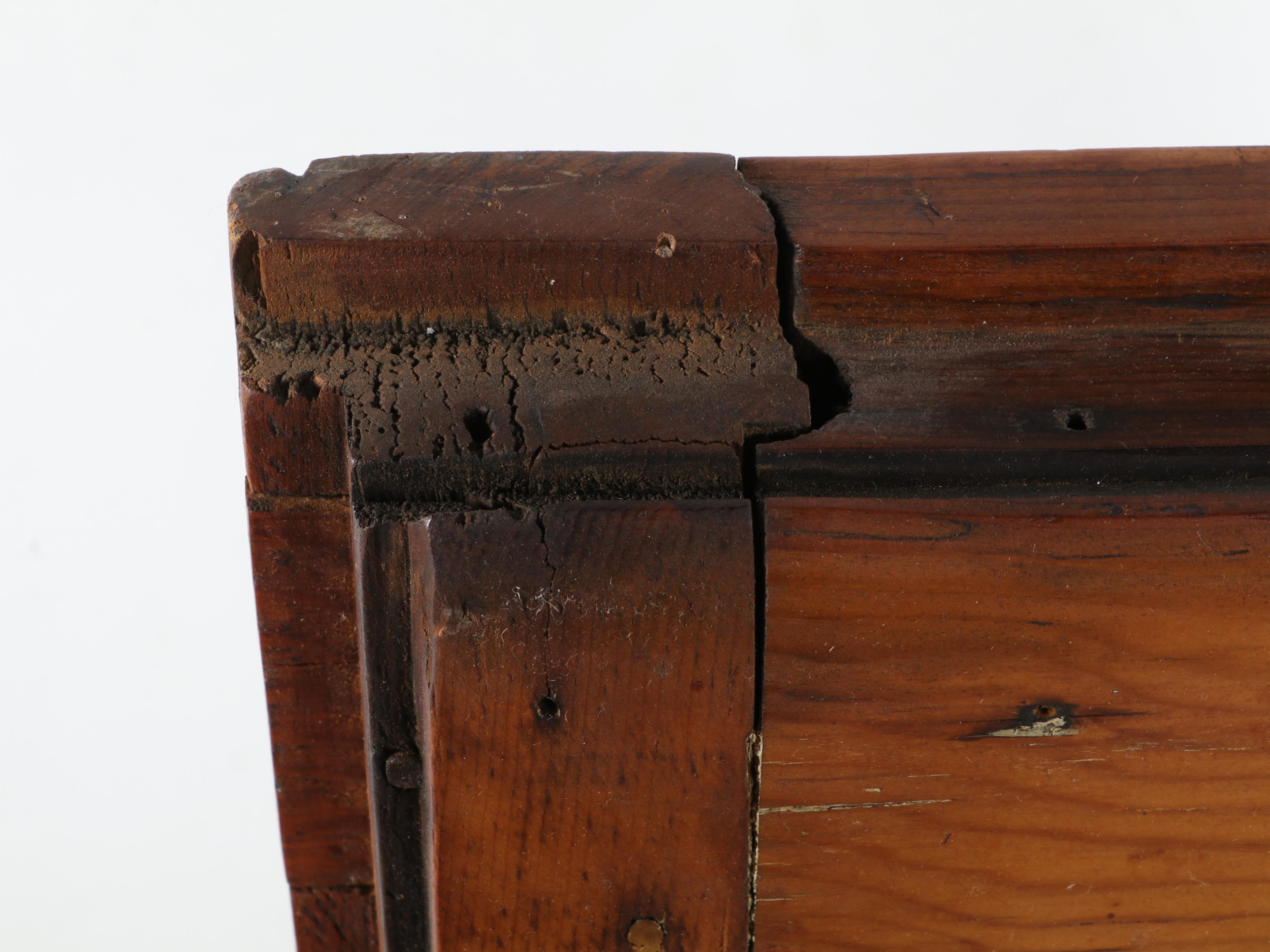 Arts and Crafts Style Clear and Slag Glass Window in Wooden Frame