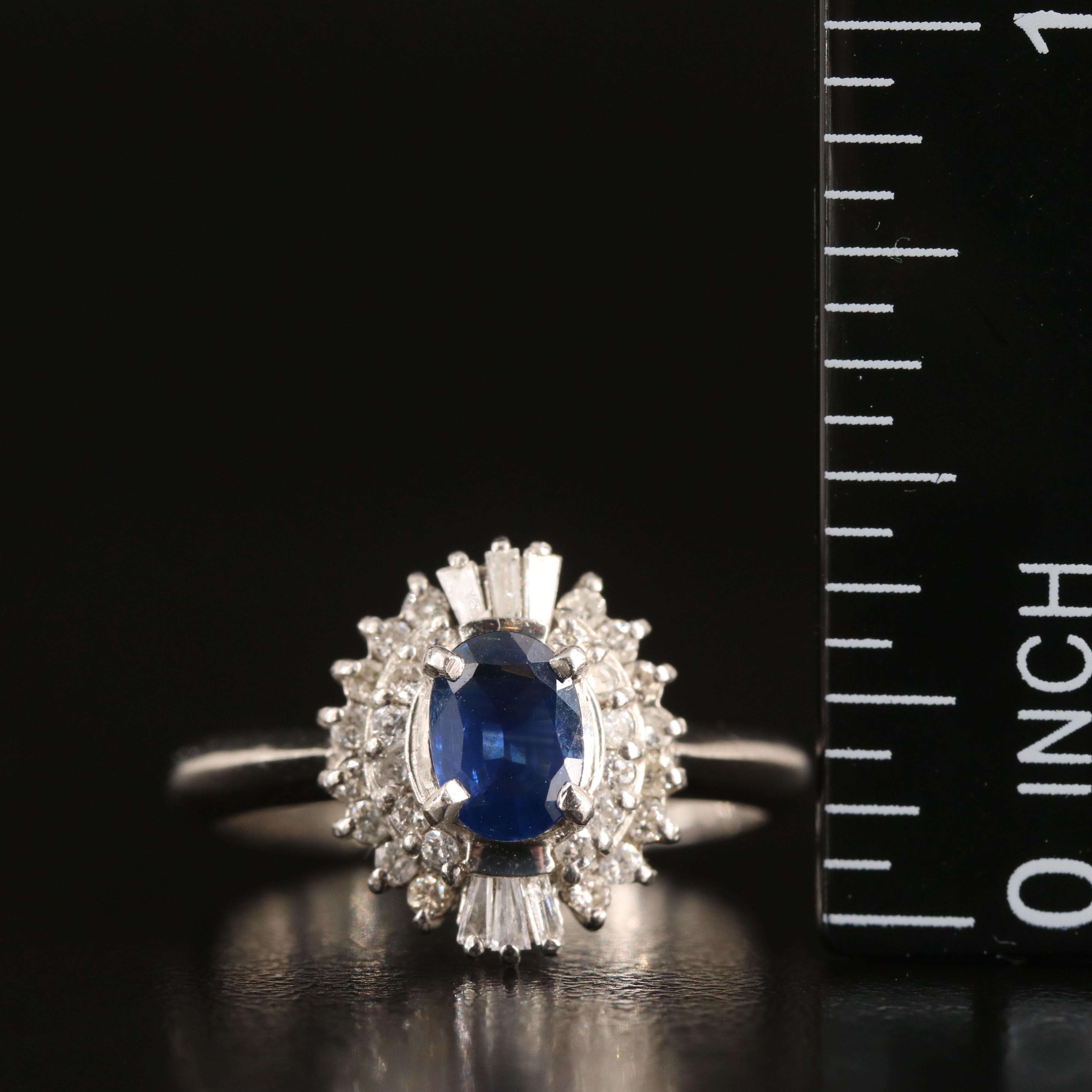 Platinum Sapphire and Diamond Ring