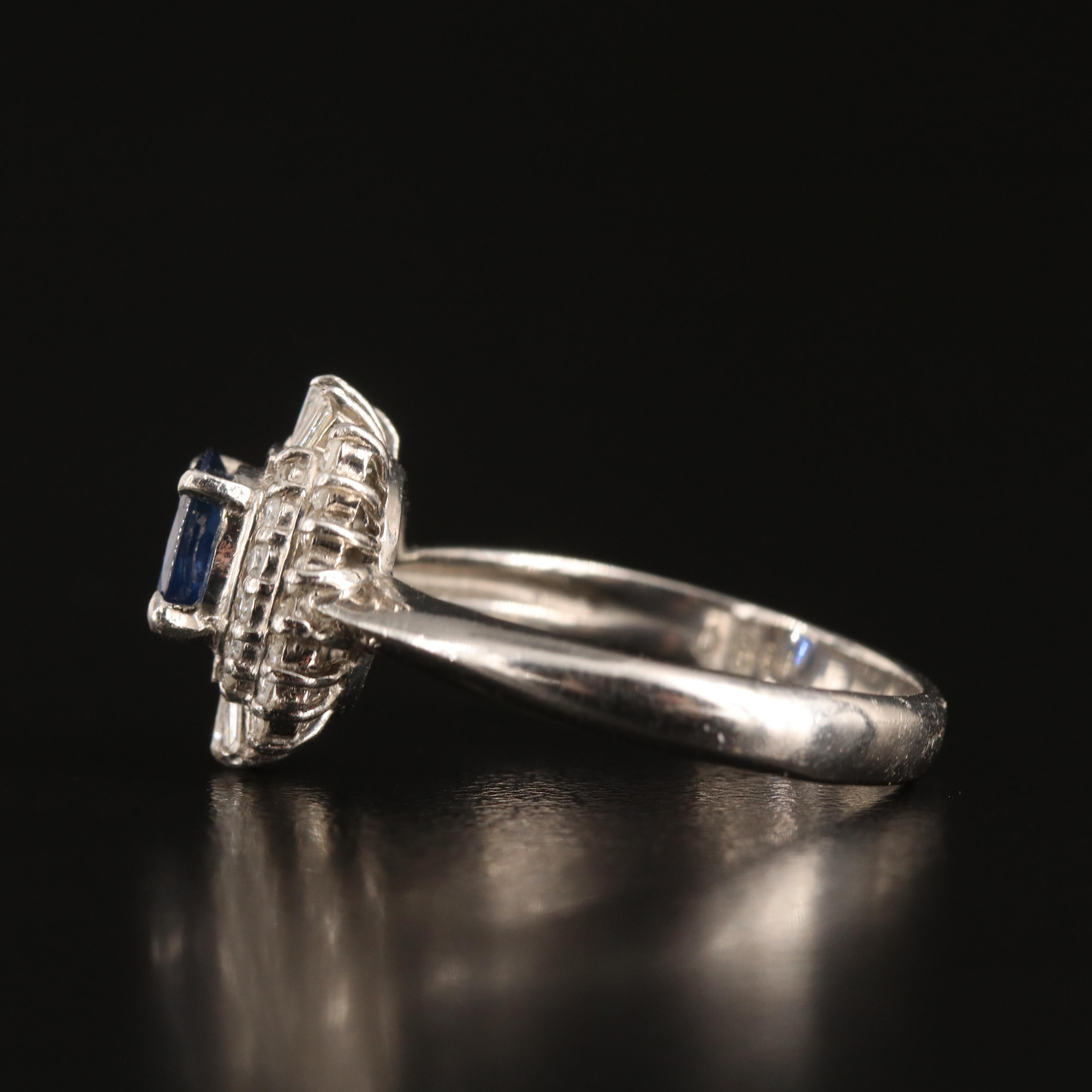 Platinum Sapphire and Diamond Ring