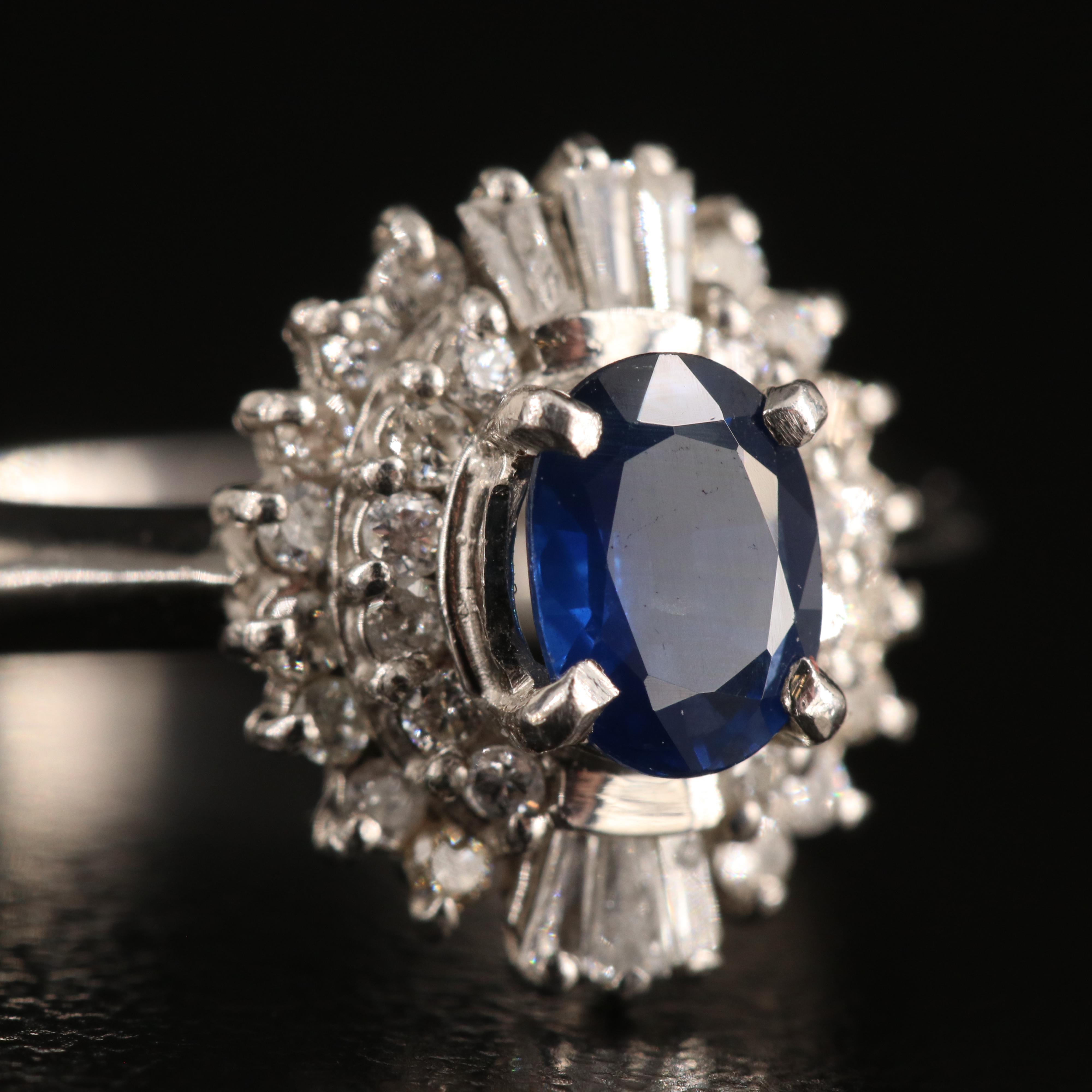 Platinum Sapphire and Diamond Ring