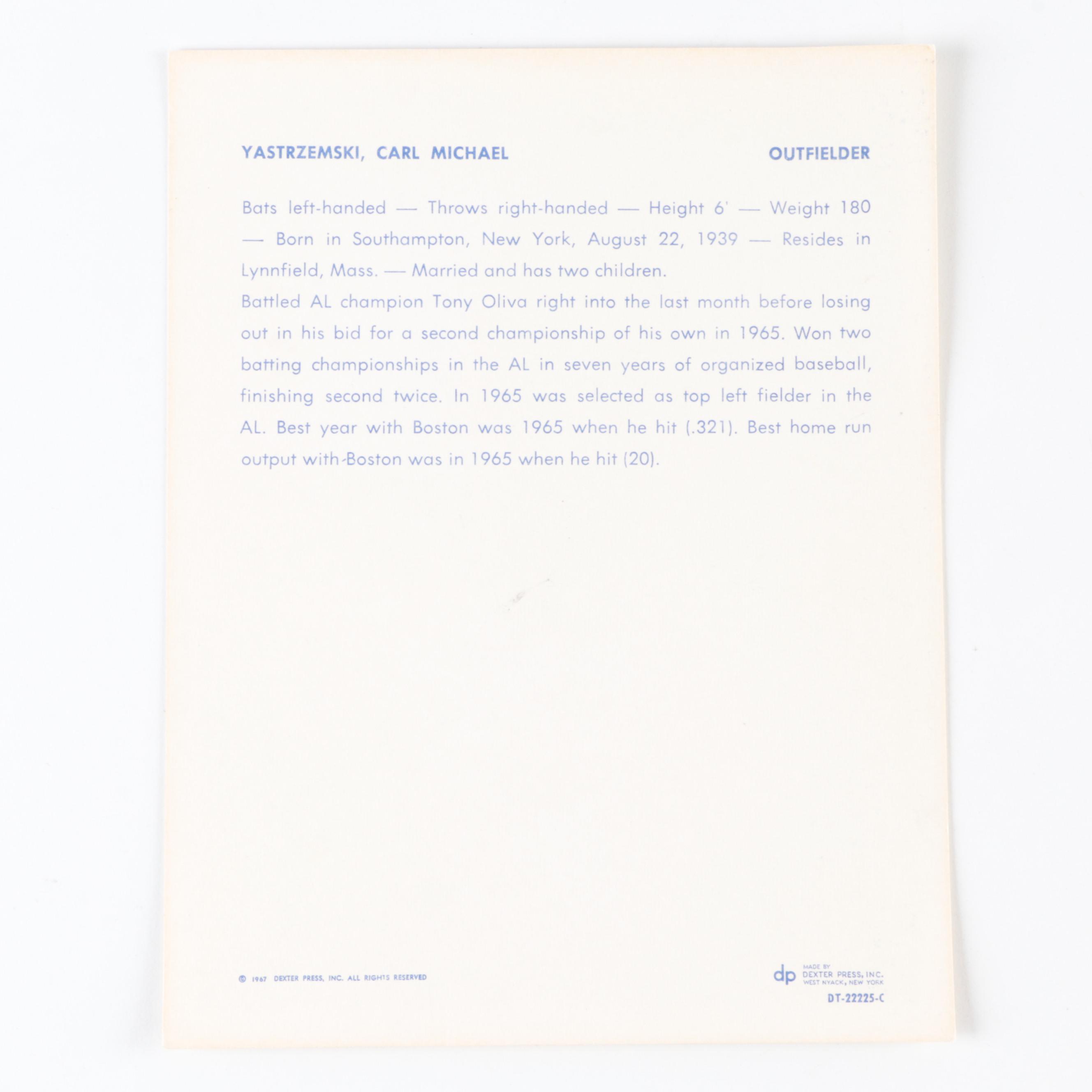 1967 Dexter Press Premiums Baseball Cards with Robinson, Kaline, Killebrew, More