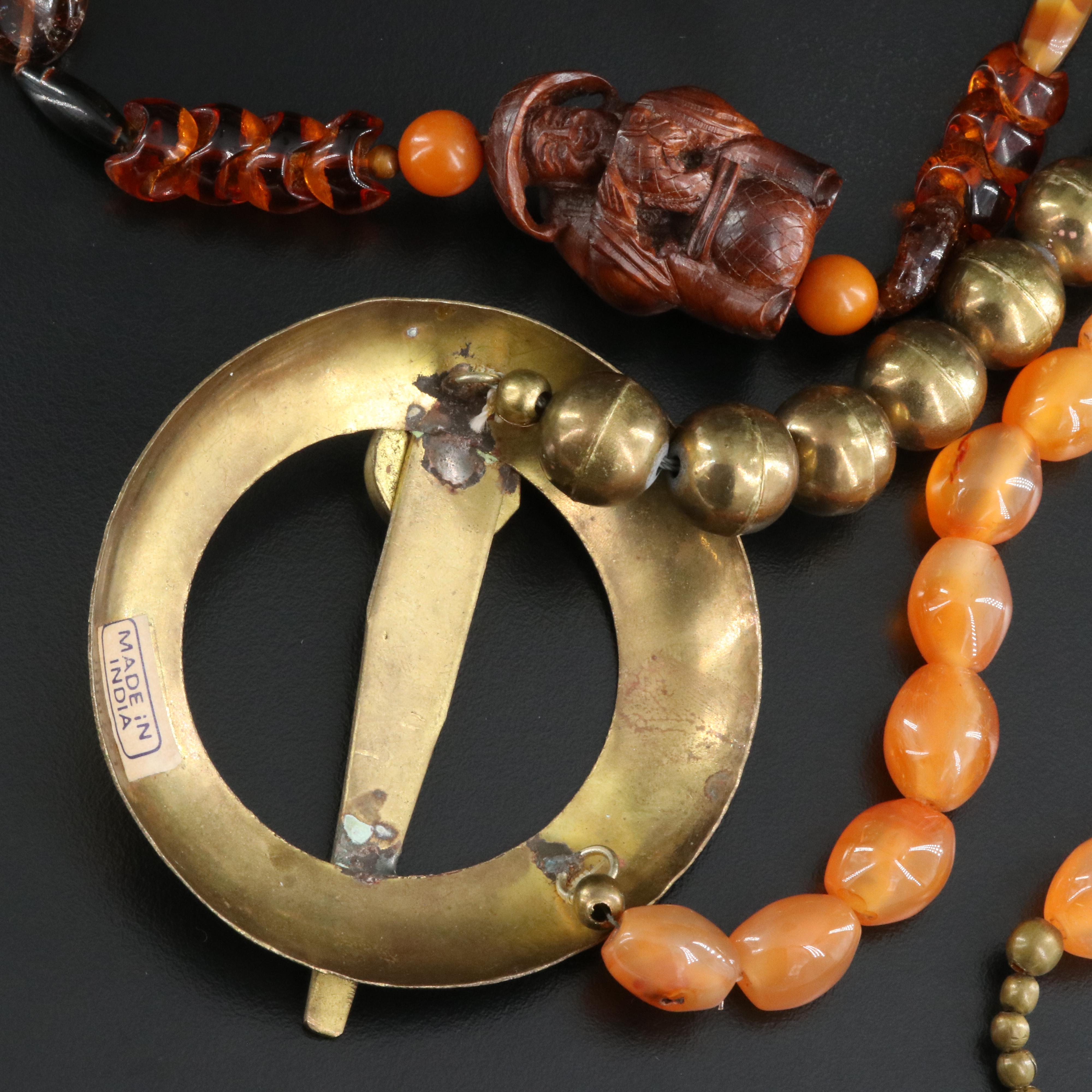 Asian Necklaces Including Coral, Agate and Bone