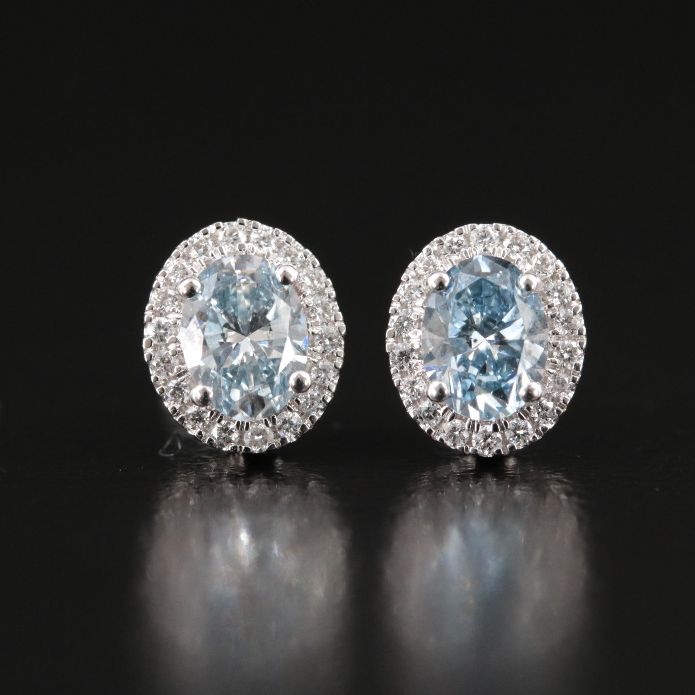 14K 1.10 CTW Lab Grown Diamond Halo Earrings