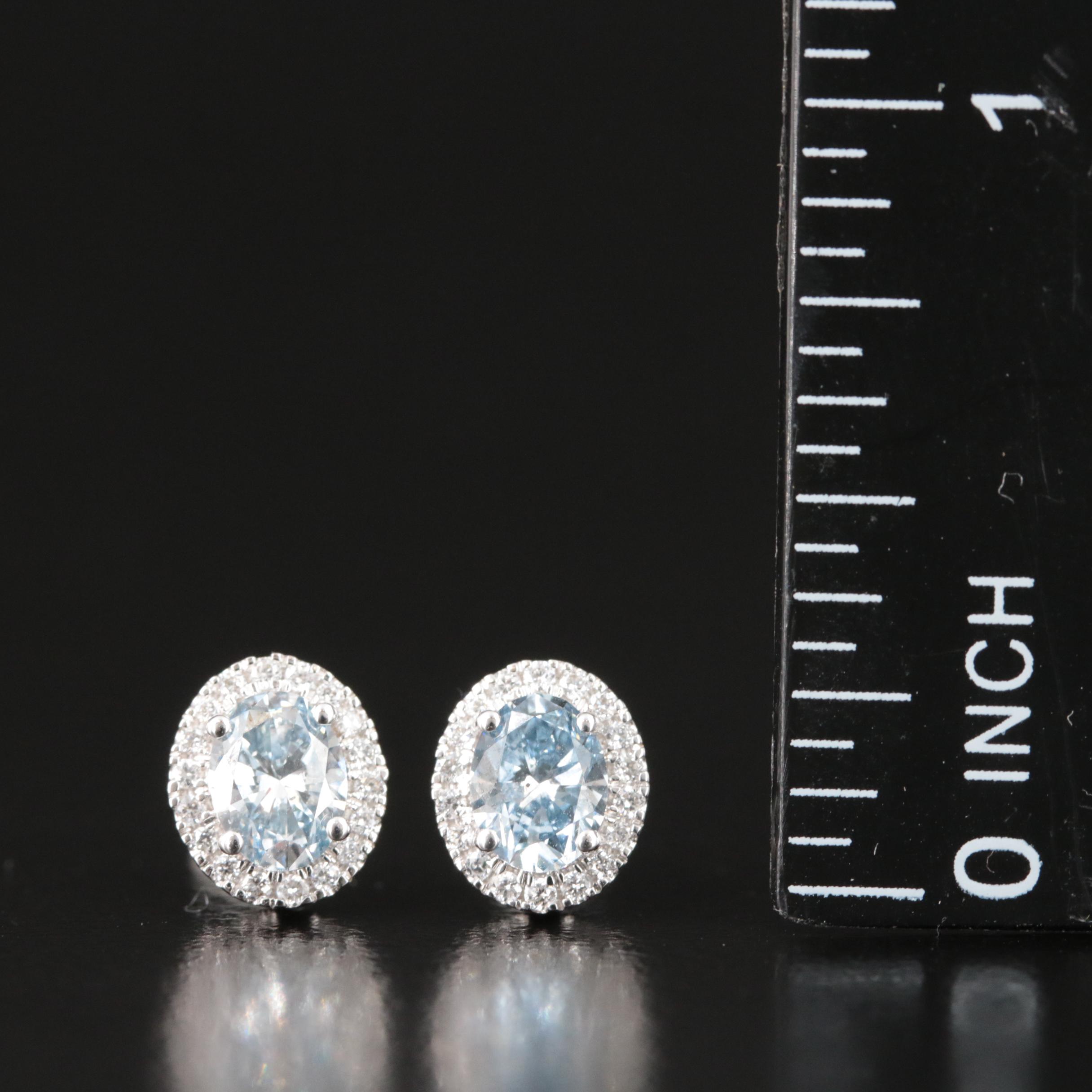 14K 1.10 CTW Lab Grown Diamond Halo Earrings