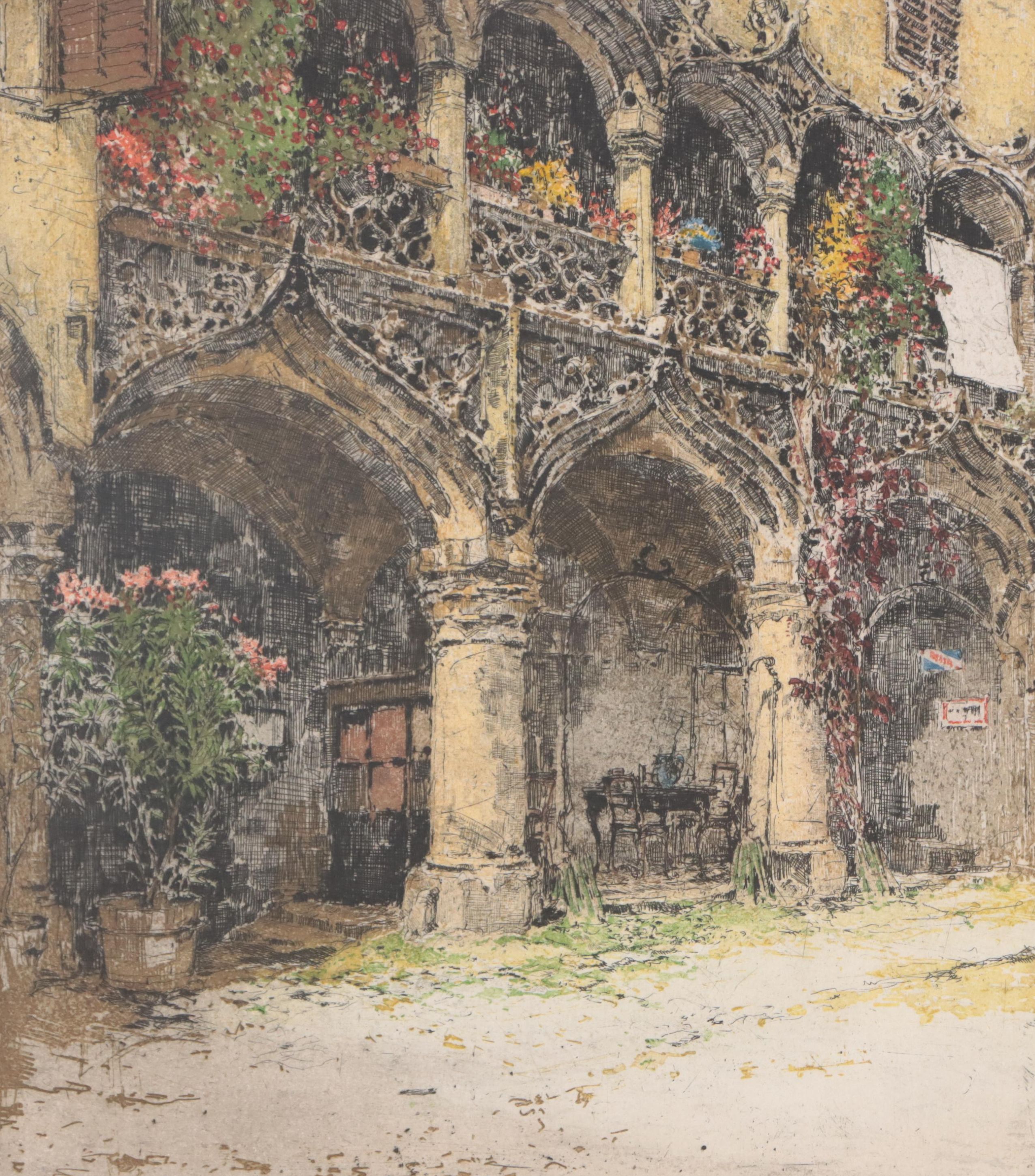 Luigi Kasimir Hand-Colored Etching "Kornmesserhaus in Bruck"