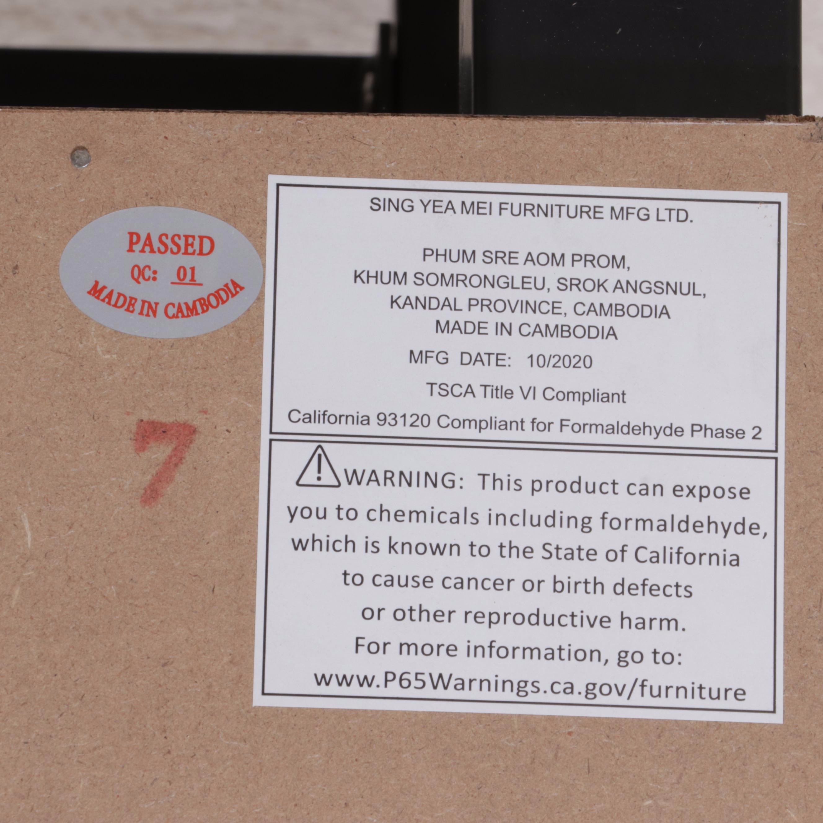 Contemporary Grey Oak-Grained Laminate and Parcel-Ebonized Credenza