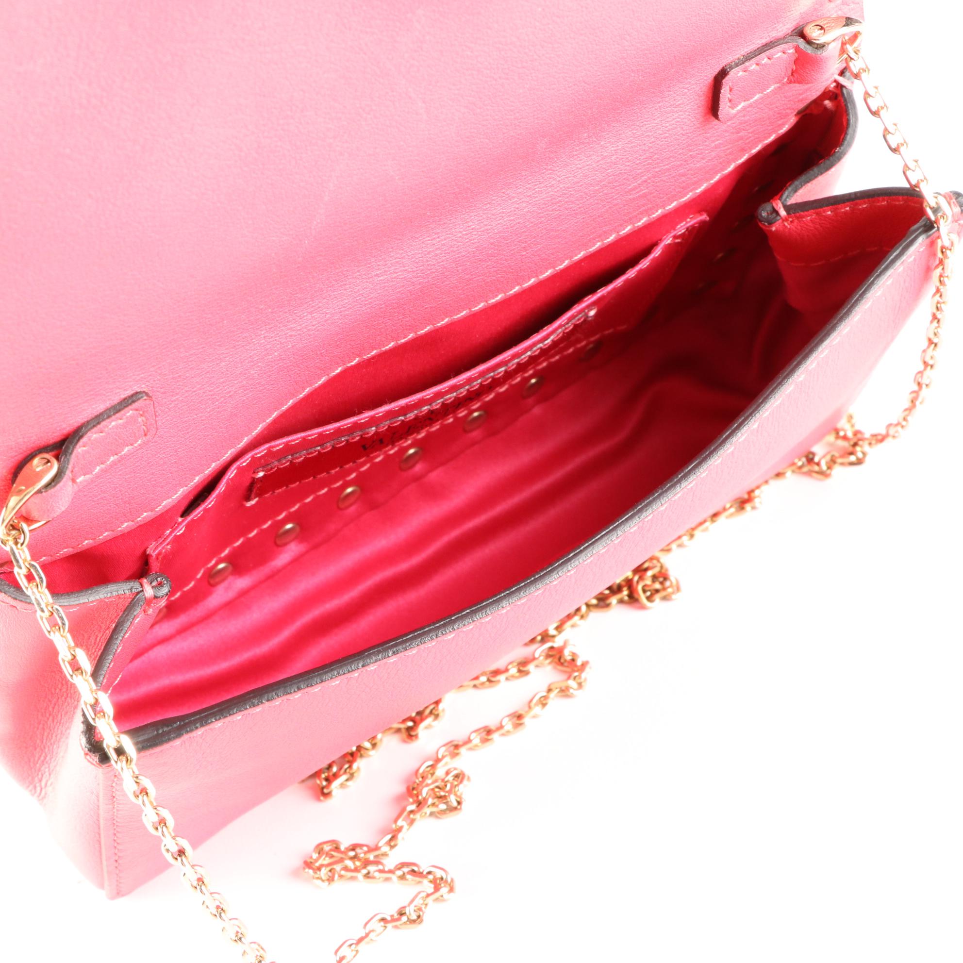 Valentino Small Rockstud Shoulder Bag in Leather with Chain Strap