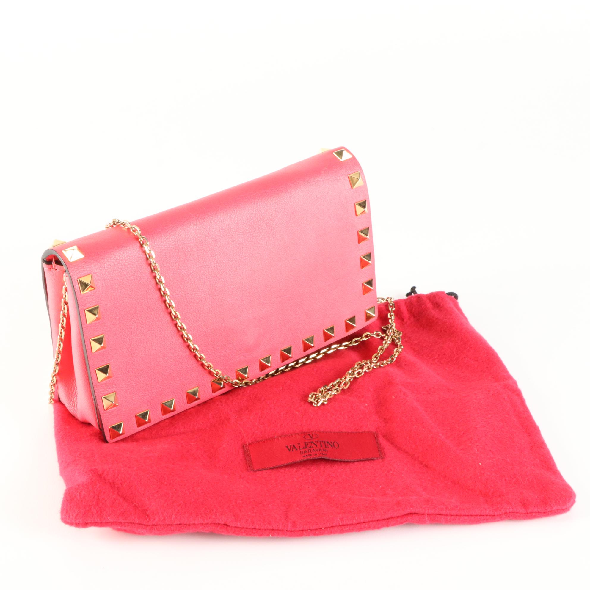 Valentino Small Rockstud Shoulder Bag in Leather with Chain Strap