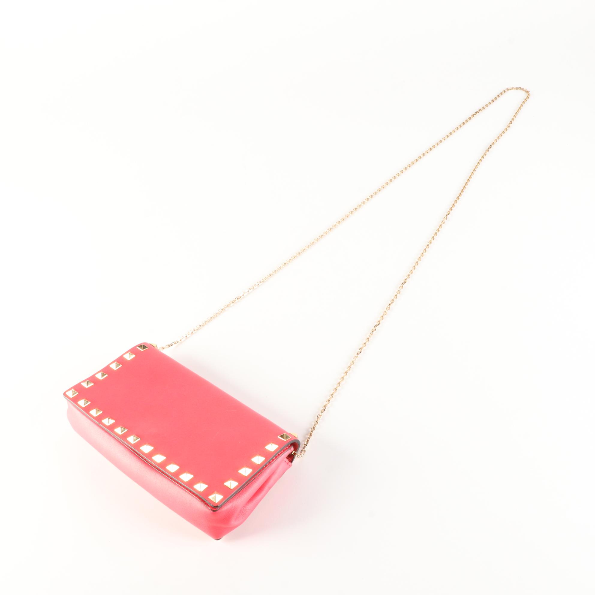 Valentino Small Rockstud Shoulder Bag in Leather with Chain Strap