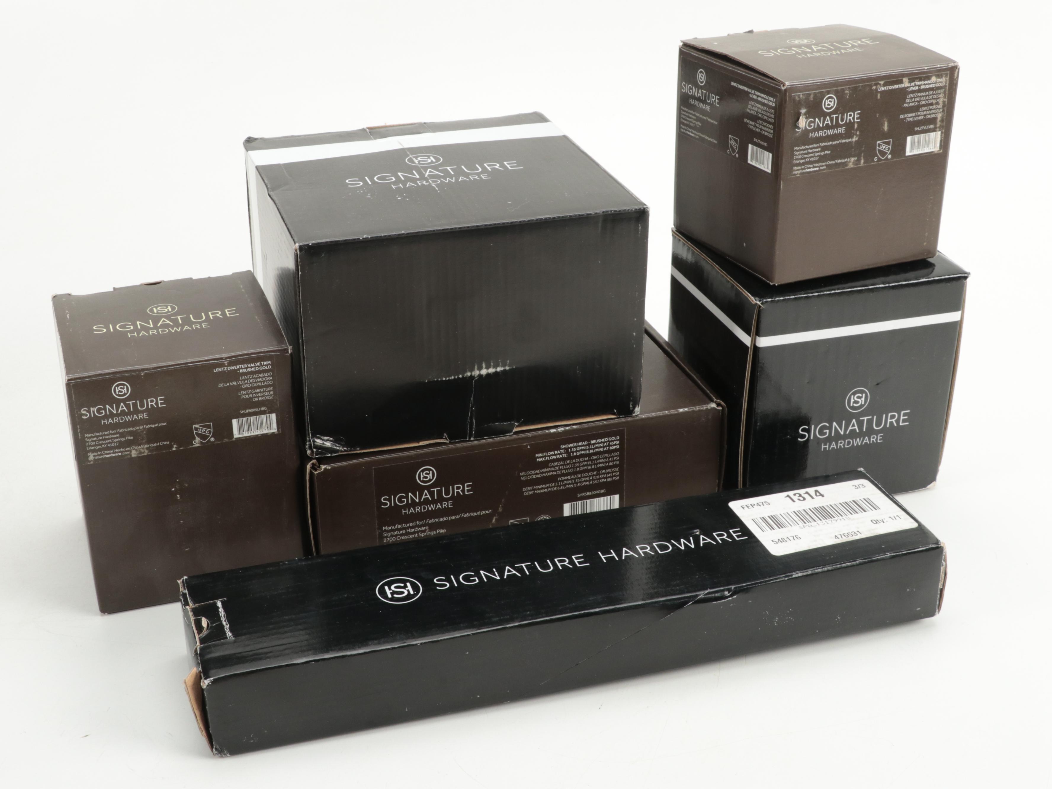 Brushed Gold Finish Shower Head, Shower Drain, and More