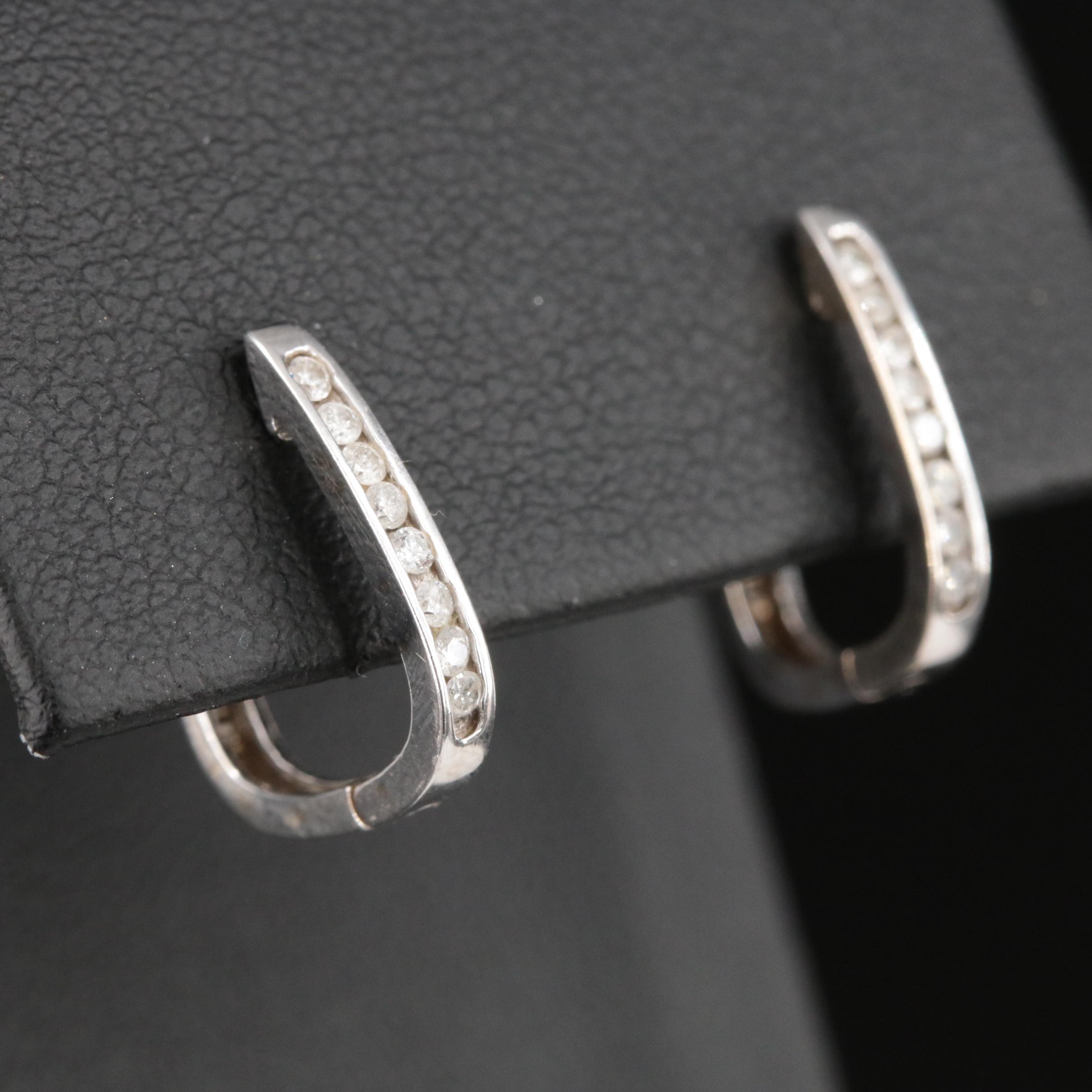 14K 0.20 CTW Diamond Square Hoop Earrings