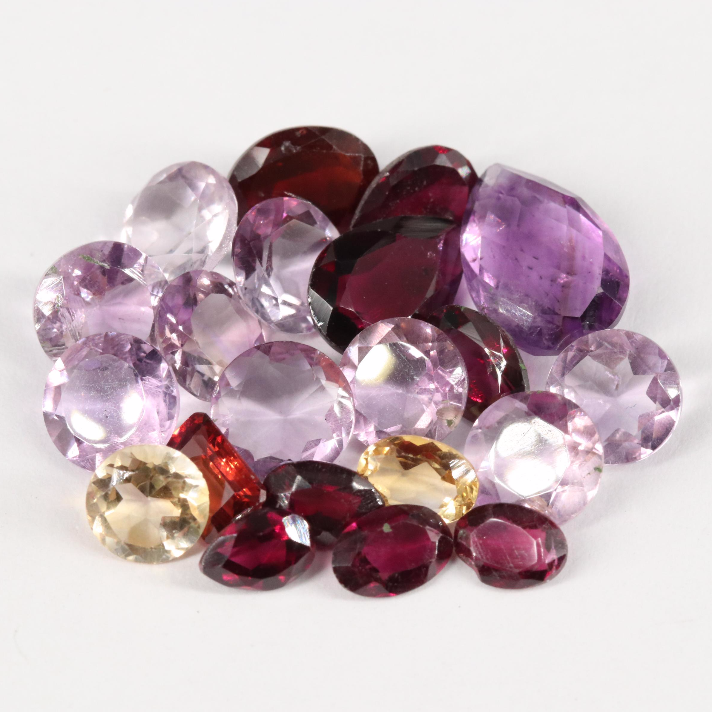Loose 22.00 CTW Amethyst Citrine and Garnet Lot