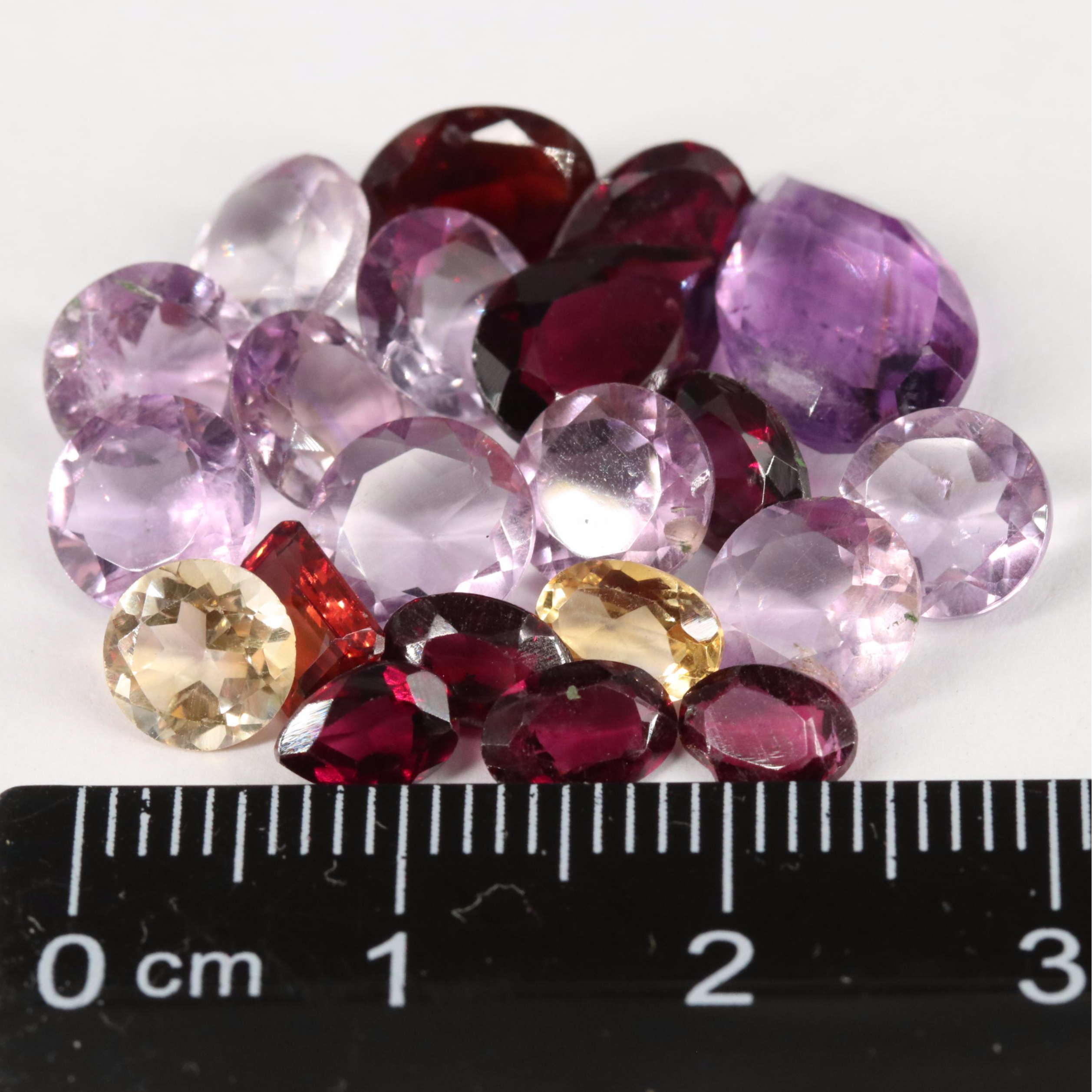 Loose 22.00 CTW Amethyst Citrine and Garnet Lot