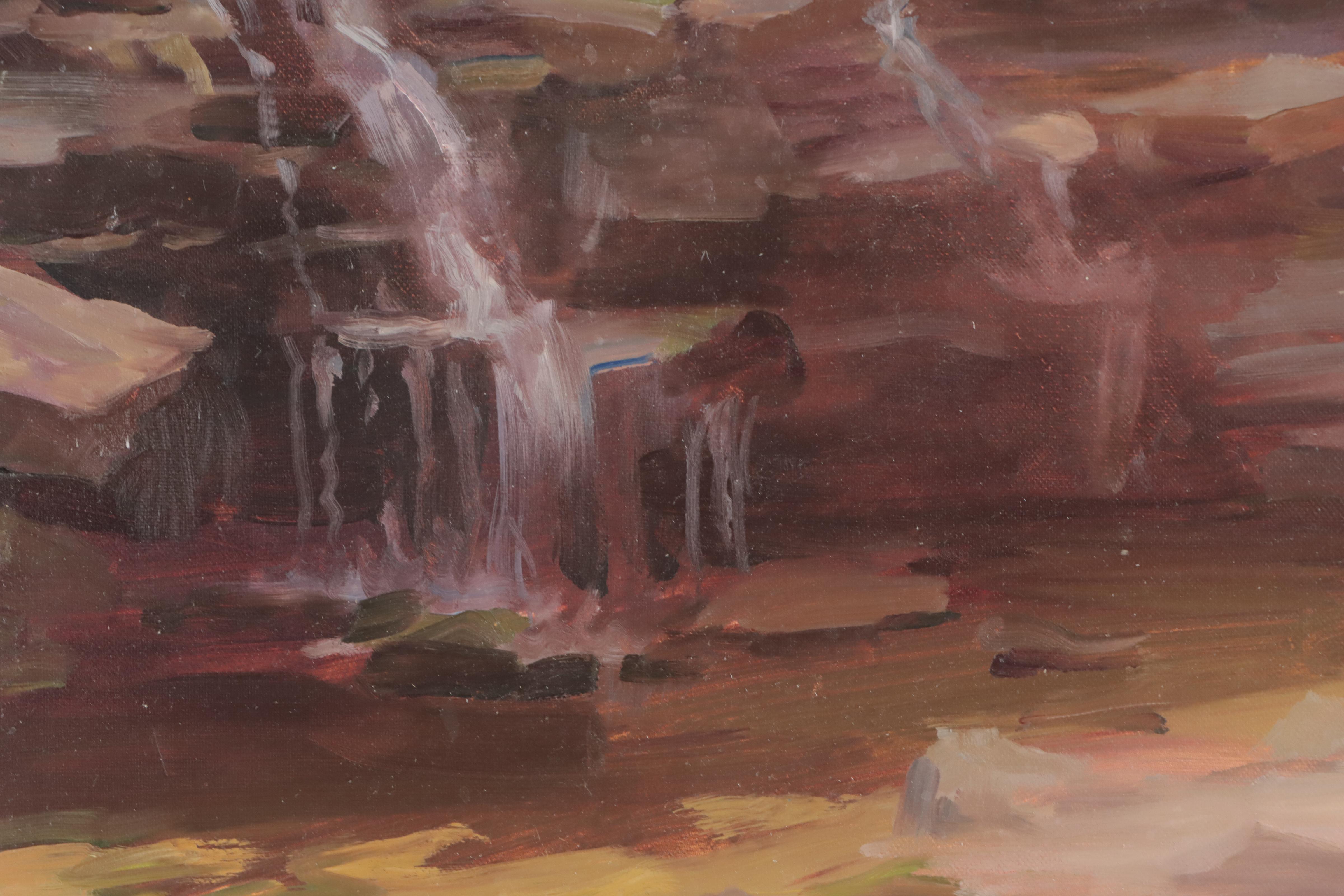 David Mueller Oil Painting of a Babbling Brook