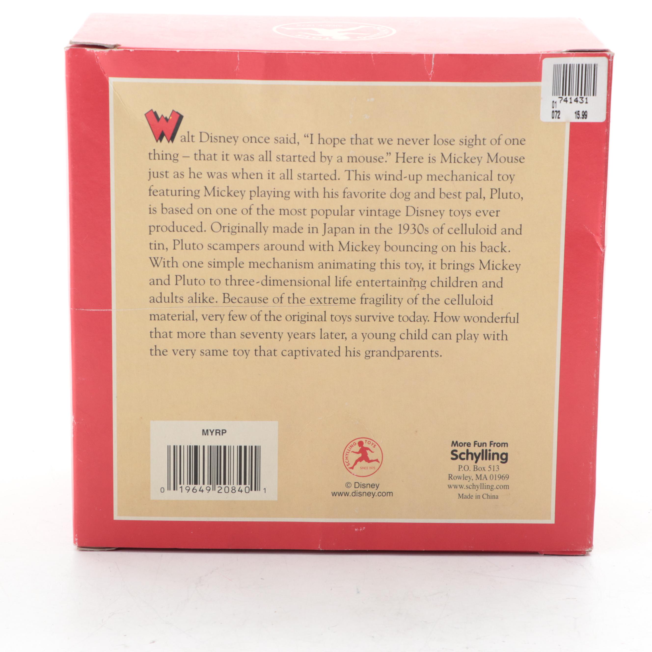 Schylling Retro Collection Disney Mickey Riding Pluto Wind-Up Toy