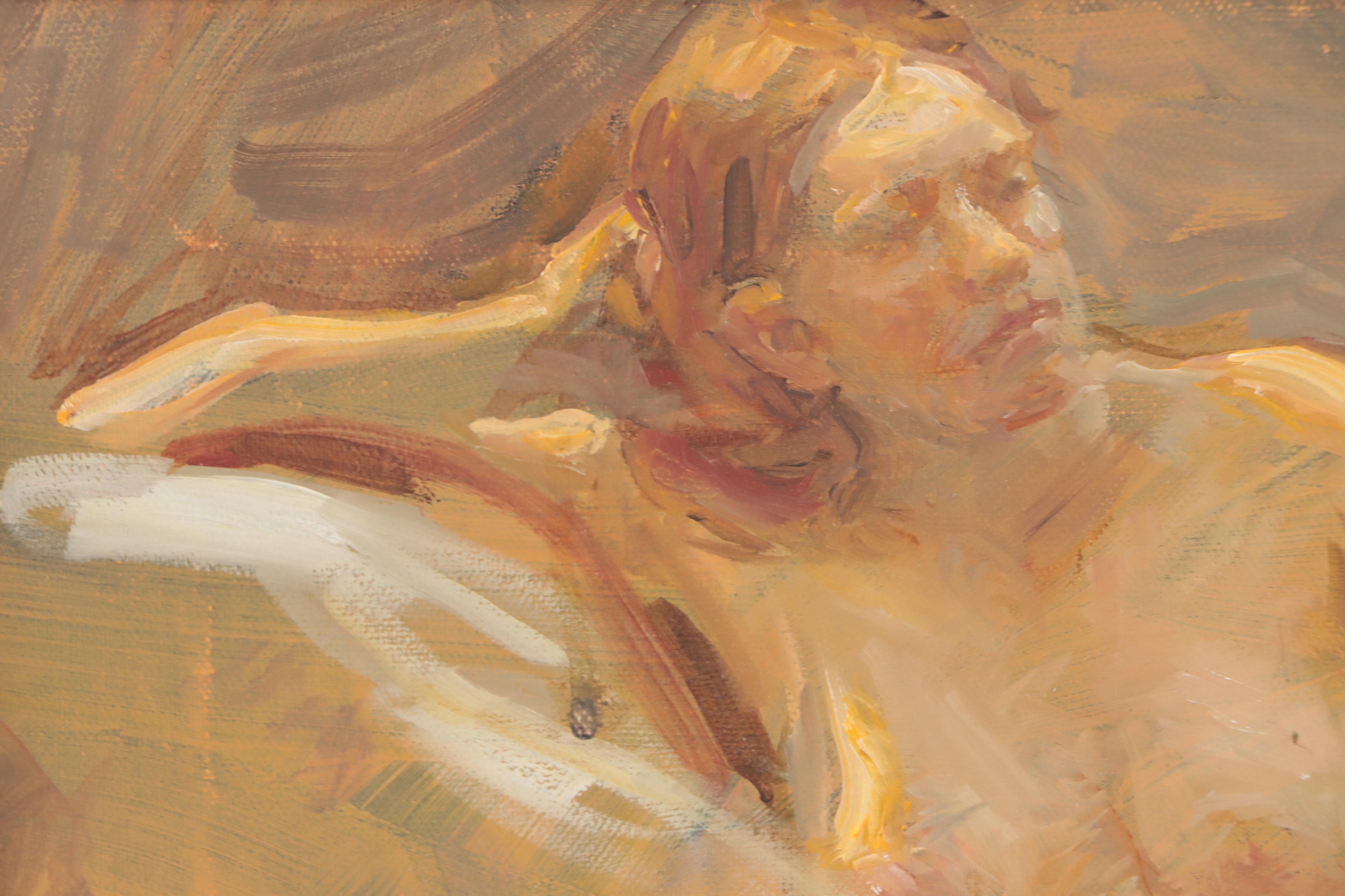 David Mueller Oil Painting of Reclining Female Nude