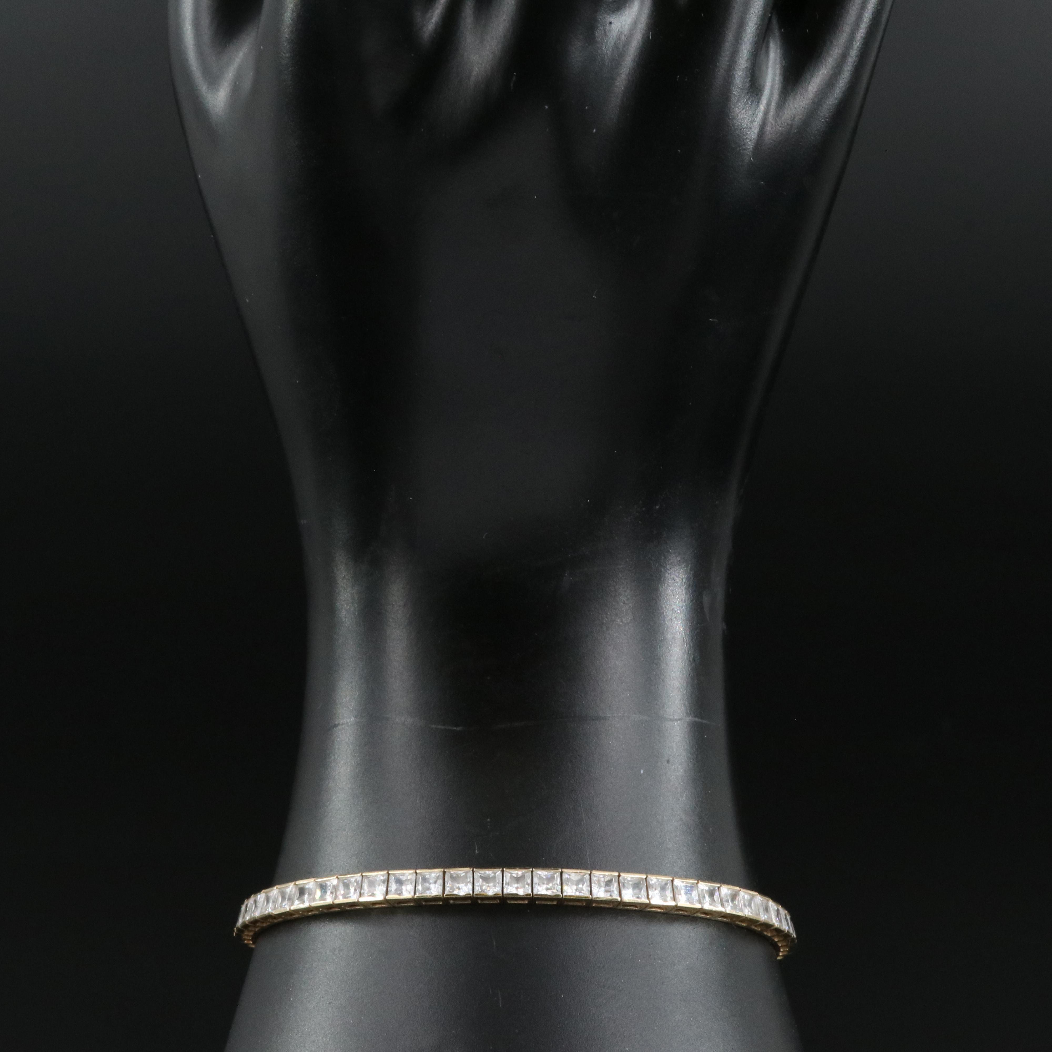 14K Cubic Zirconia Line Bracelet