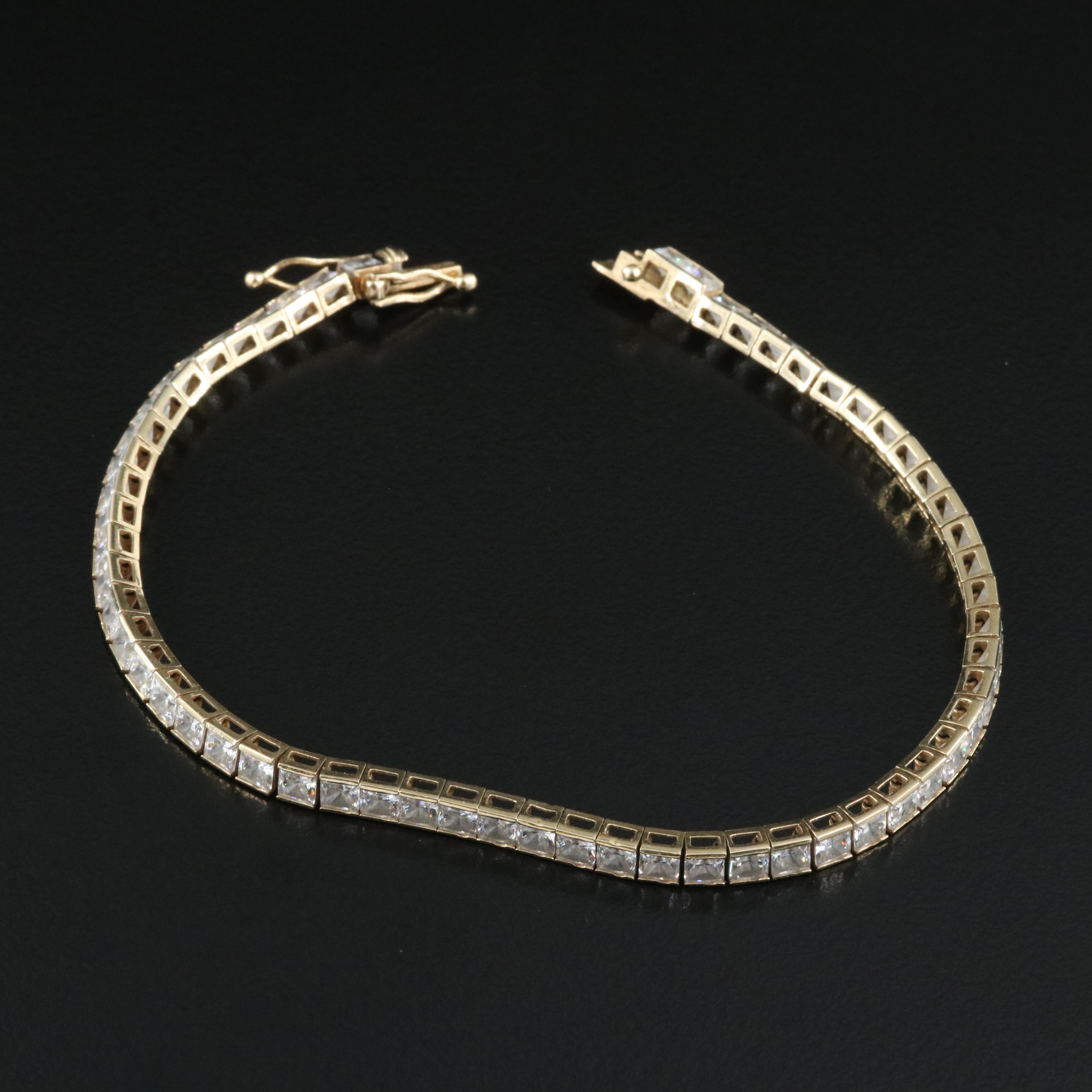 14K Cubic Zirconia Line Bracelet