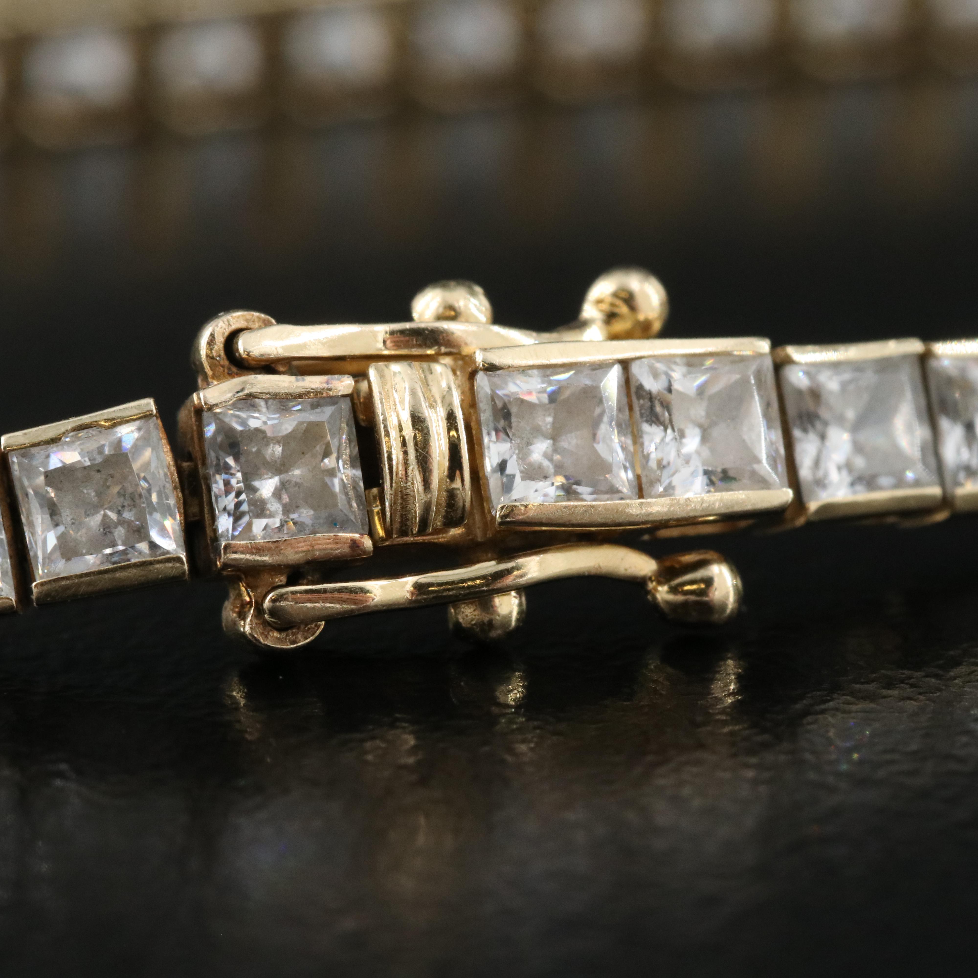 14K Cubic Zirconia Line Bracelet