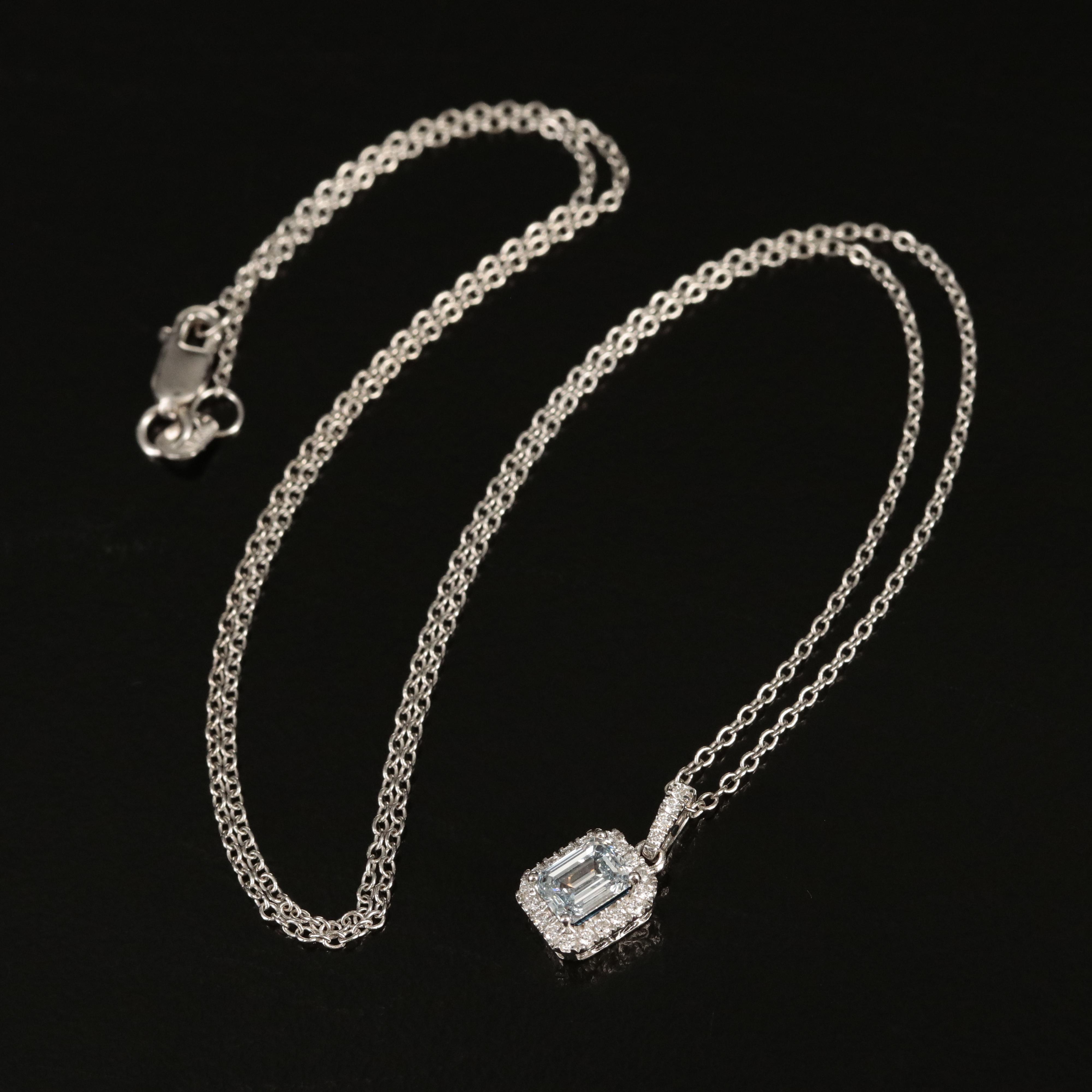 14K 0.67 CTW Lab Grown Diamond Halo Pendant Necklace