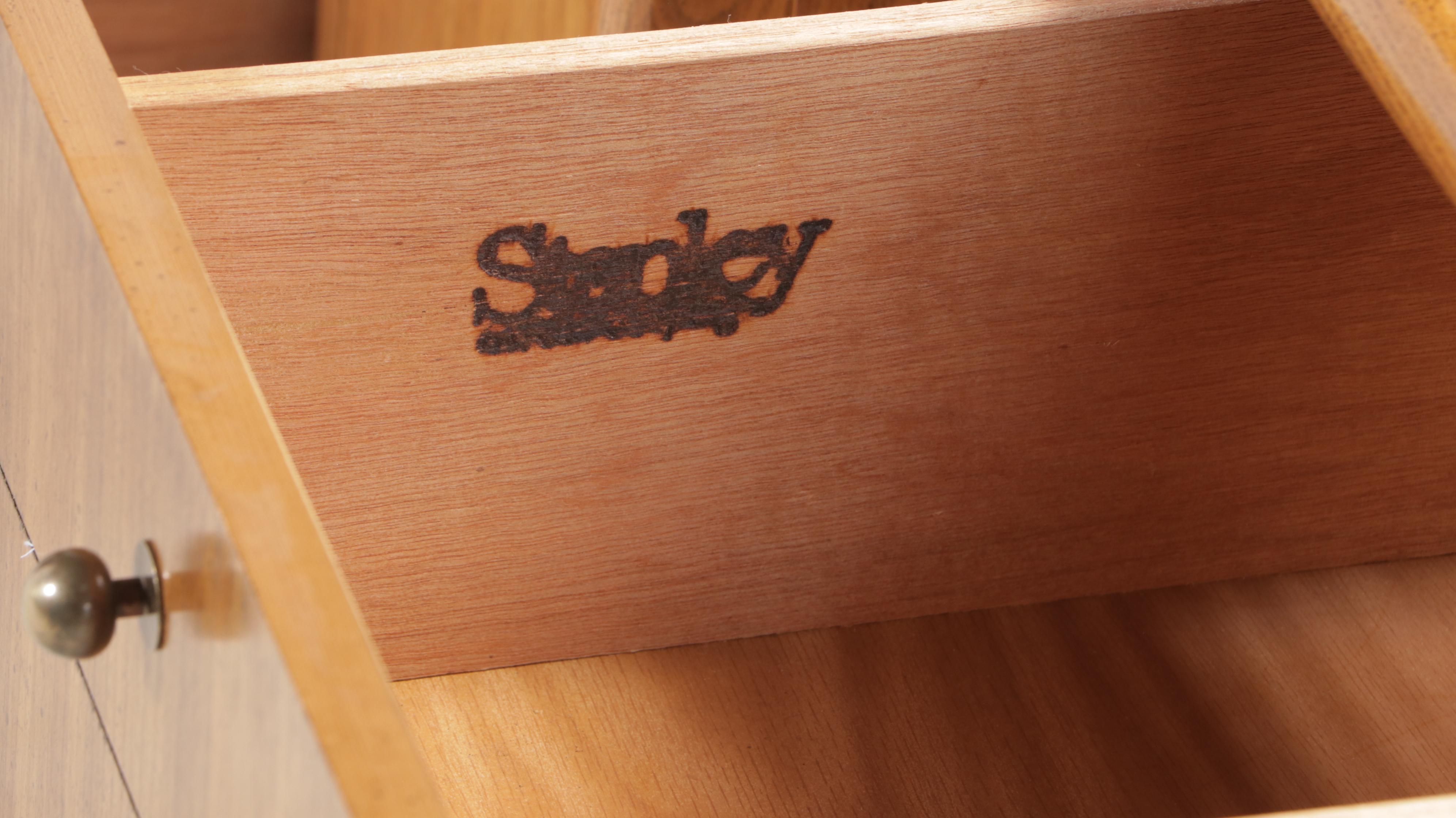 Pair of Stanley Furniture Modernist Ash Side Tables in Fruitwood Finish