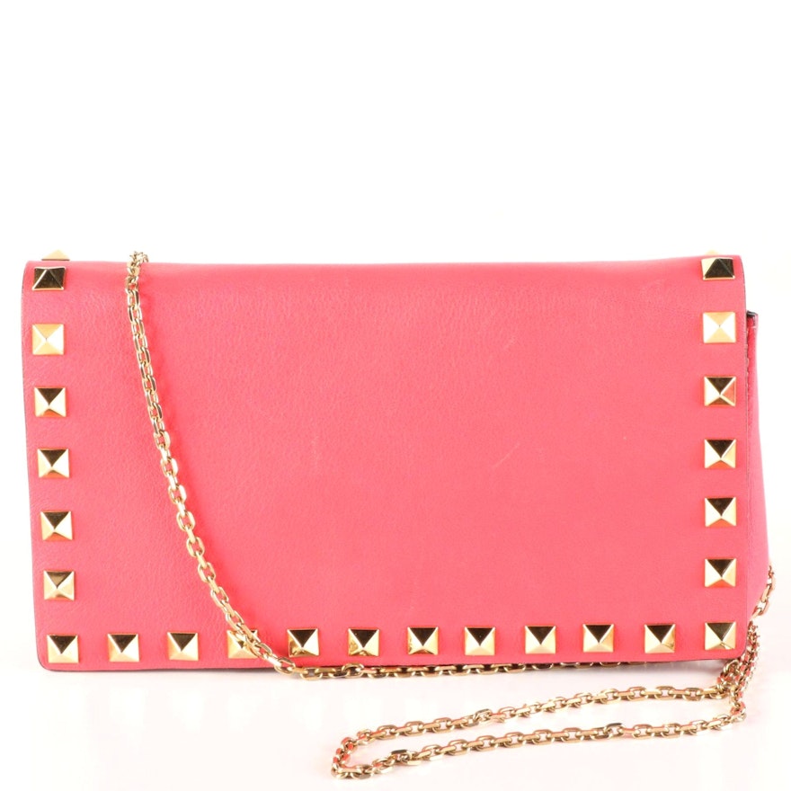 Valentino Small Rockstud Shoulder Bag in Leather with Chain Strap